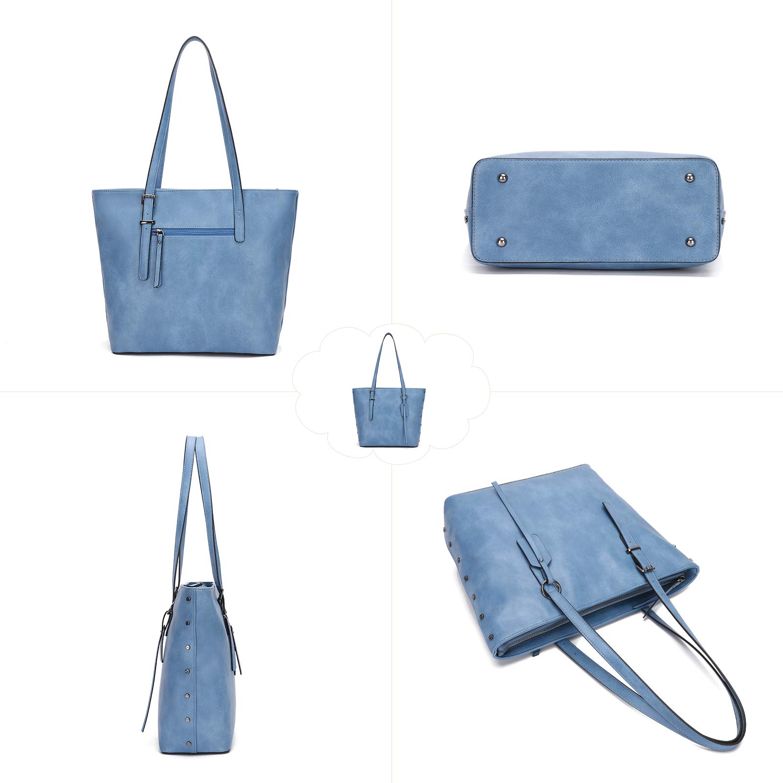 KL928 Women's PU Leather Tote Bag - Large Shoulder Bag & Top Handle Satchel Purse 2-Piece Set for Work, Travel & Everyday Use