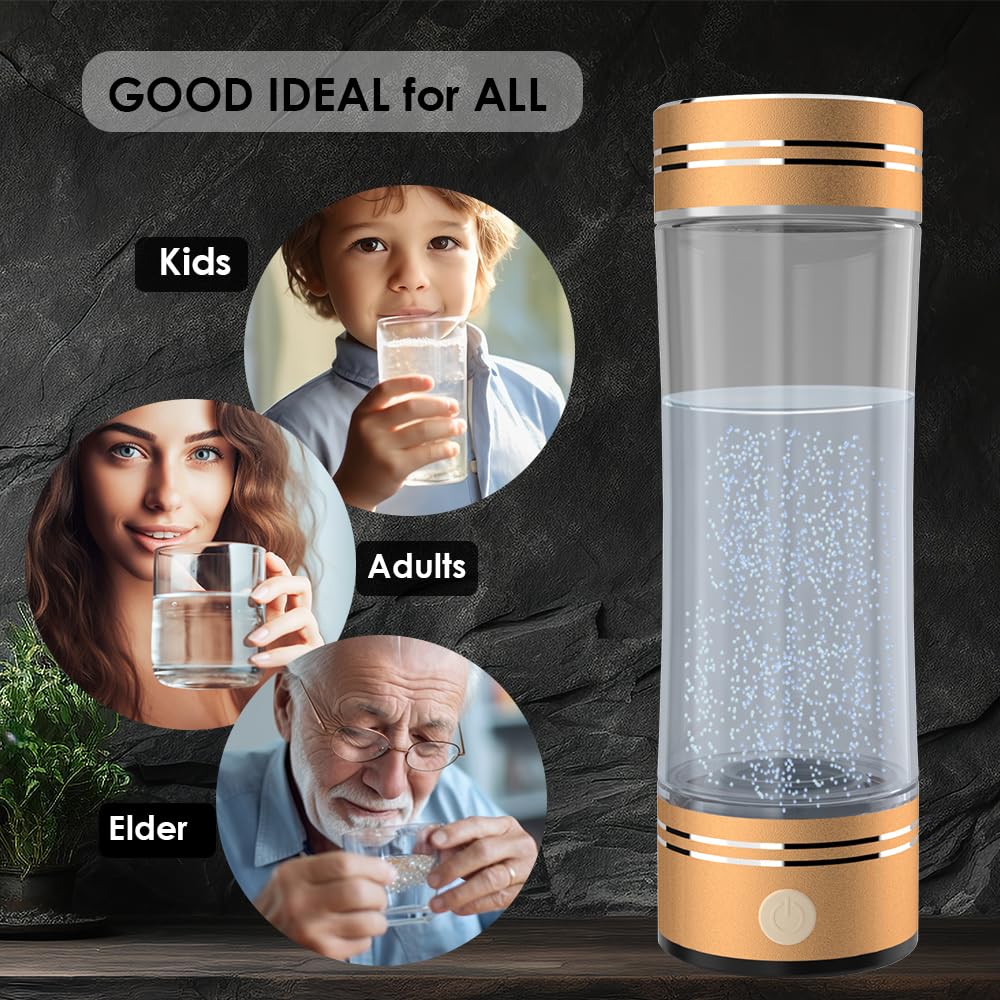 Premium GOSOIT Hydrogen Water Bottle with SPE PEM Technology - Portable Hydrogen Water Generator & Ionizer for Health & Wellness - Glass Pitcher for Home, Office, Gym & Travel