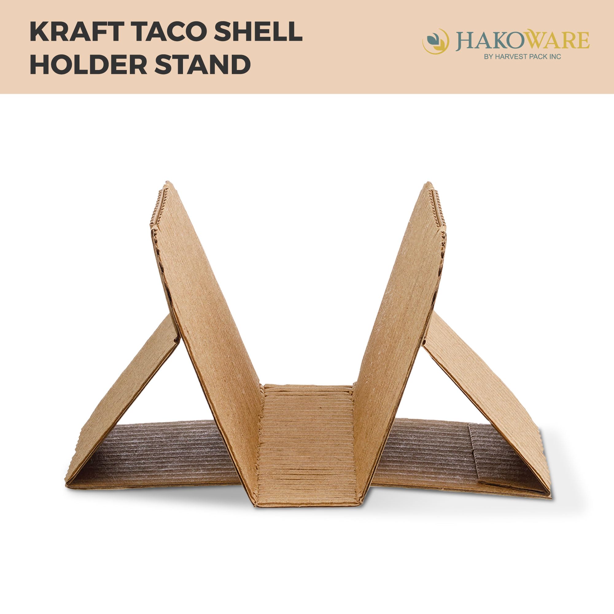 1000-Pack AURA by HARVEST PACK Disposable Kraft Taco Holder Stand - Serving Rack for Hot Dogs, Waffles, Sandwiches, Shawarmas, Gyros & Pita Wraps - Perfect for Taco Parties, Food Trucks & Catering Events