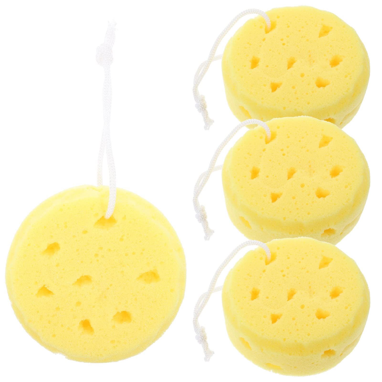 FOMIYES 4-Pack Bath Sponges, Exfoliating Loofah Body Scrubber & Shower Pouf for Men & Women - Soft Foam Body Wash Sponges for Deep Cleansing, Skin Exfoliation - Perfect for Shower, Bath & Kids' Gentle Care