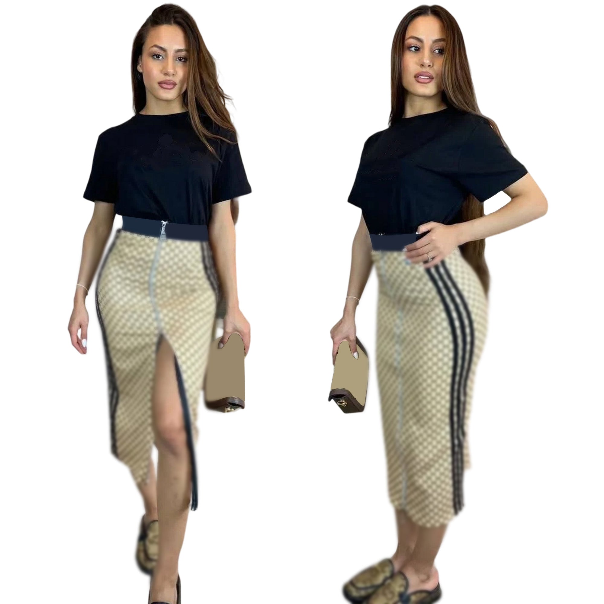 Women's Stylish Short Sleeve Top with Matching Hip Skirt Set - Perfect for Summer Outfits, Beach Vacations & Casual Wear