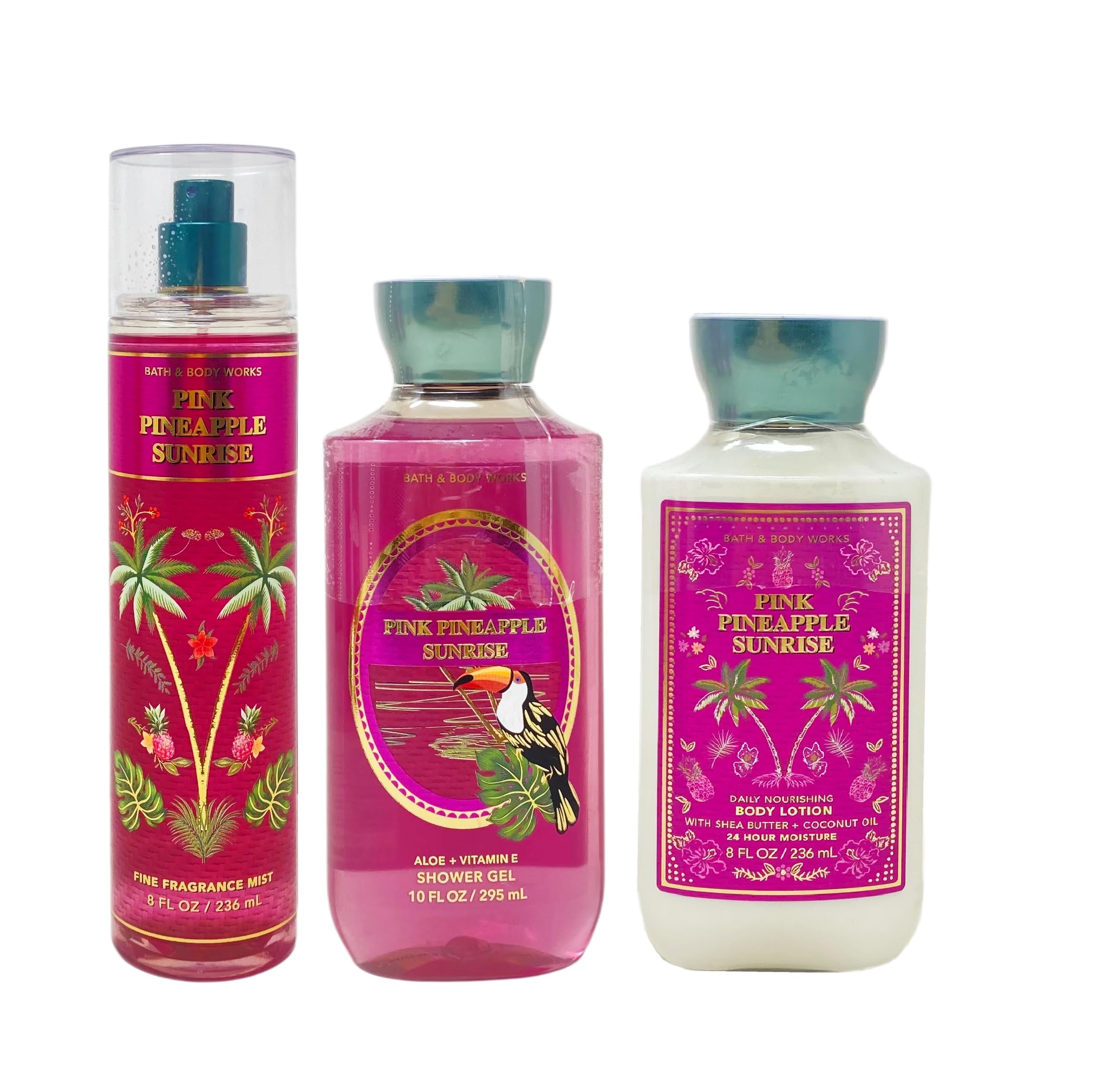Pink Pineapple Sunrise Trio Gift Set - Fragrance Mist, Body Lotion & Shower Gel for Women | Tropical Summer Scent | Perfect for Gifts, Self-Care & Vacation Essentials