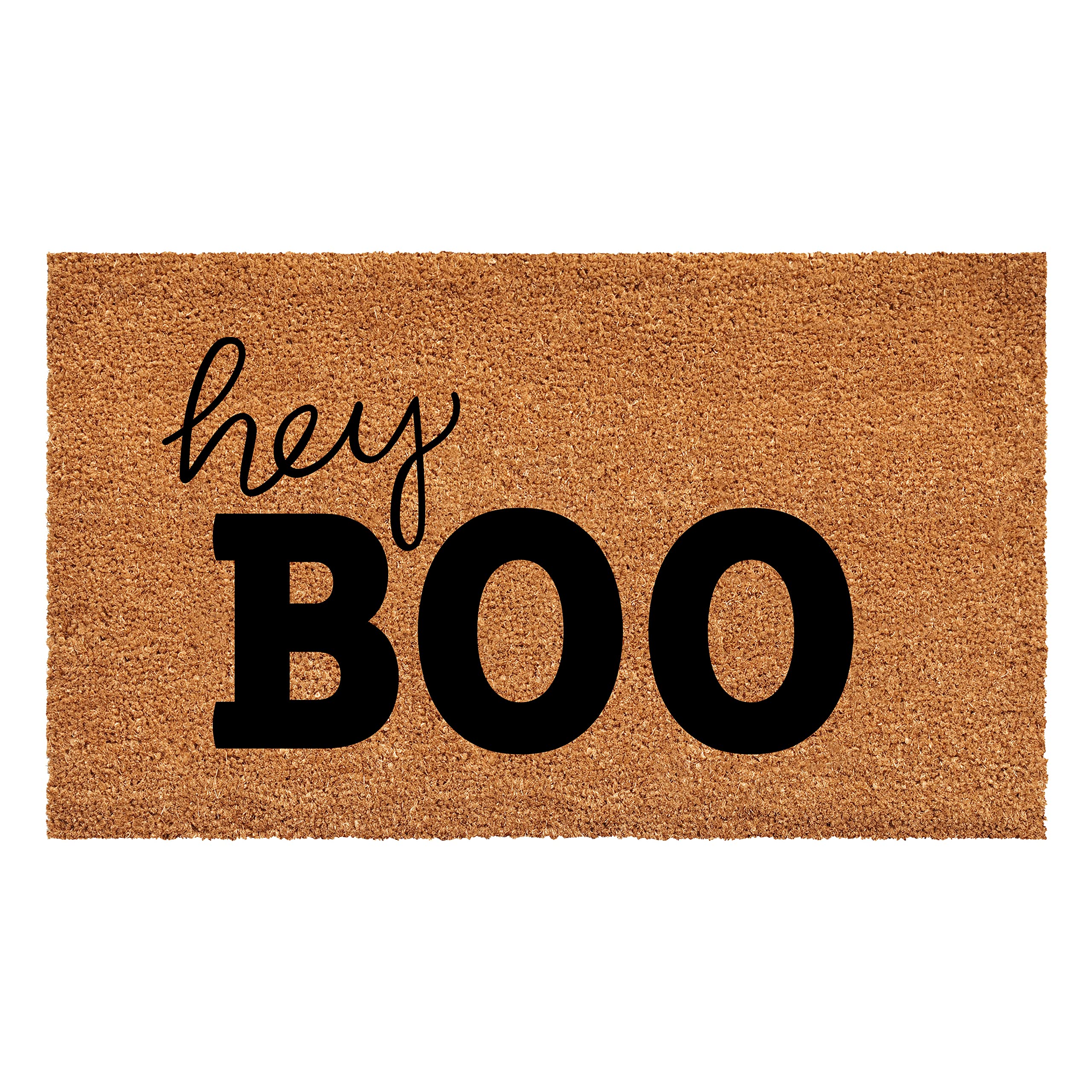 Calloway Mills Hey Boo Doormat 24x36 Inches - Tan & Black Indoor/Outdoor Welcome Mat for Front Door, Porch, Patio - Non-Slip Rubber Backing for Safety