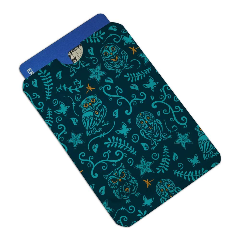 Mystical Owl Pattern RFID Blocking Credit Card Holder Set of 4 - Butterfly Dragonfly Leaf Floral Design for Wallet Purse Sleeve Protector | Perfect for Travel Shopping and Daily Use to Prevent Identity Theft