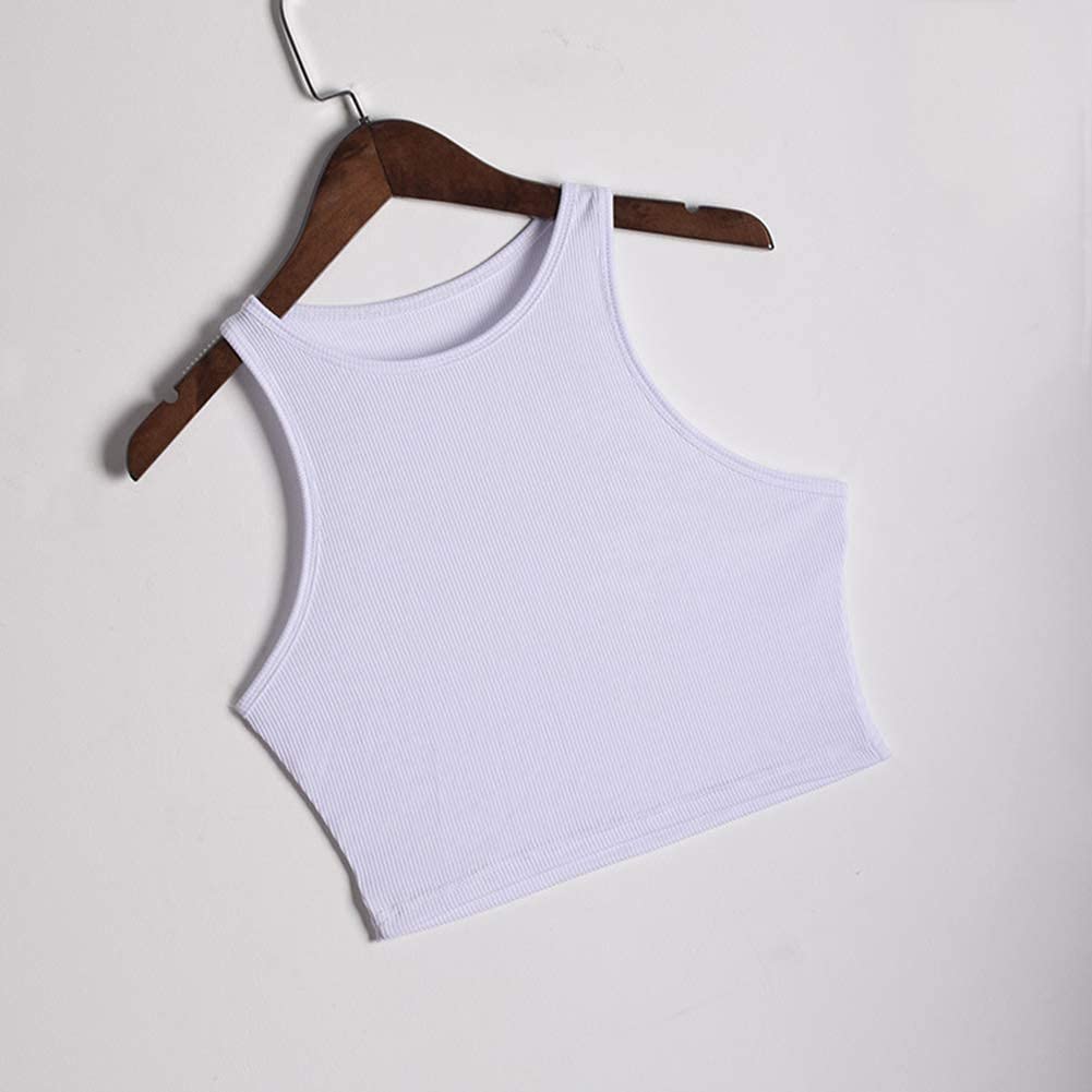 Women's Workout Crop Tank Tops - White Basic Cutoff Fitness Tops for Girls | Gym, Yoga, Running & Summer Outfits