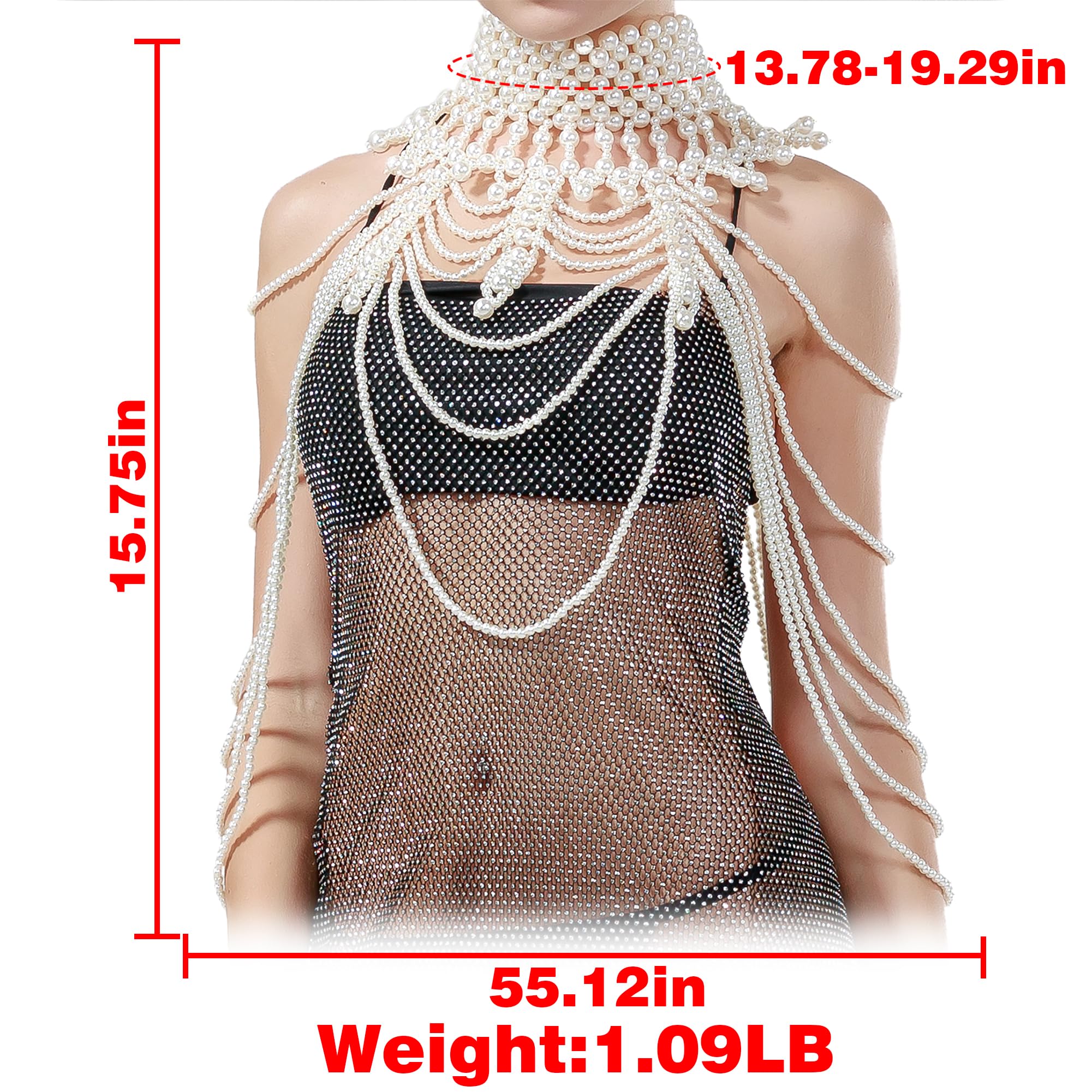 CCbodily Pearl Body Chain Bra - Elegant Shoulder Necklace & Bra Jewelry for Women | Perfect for Beach, Festival, and Boudoir Photography
