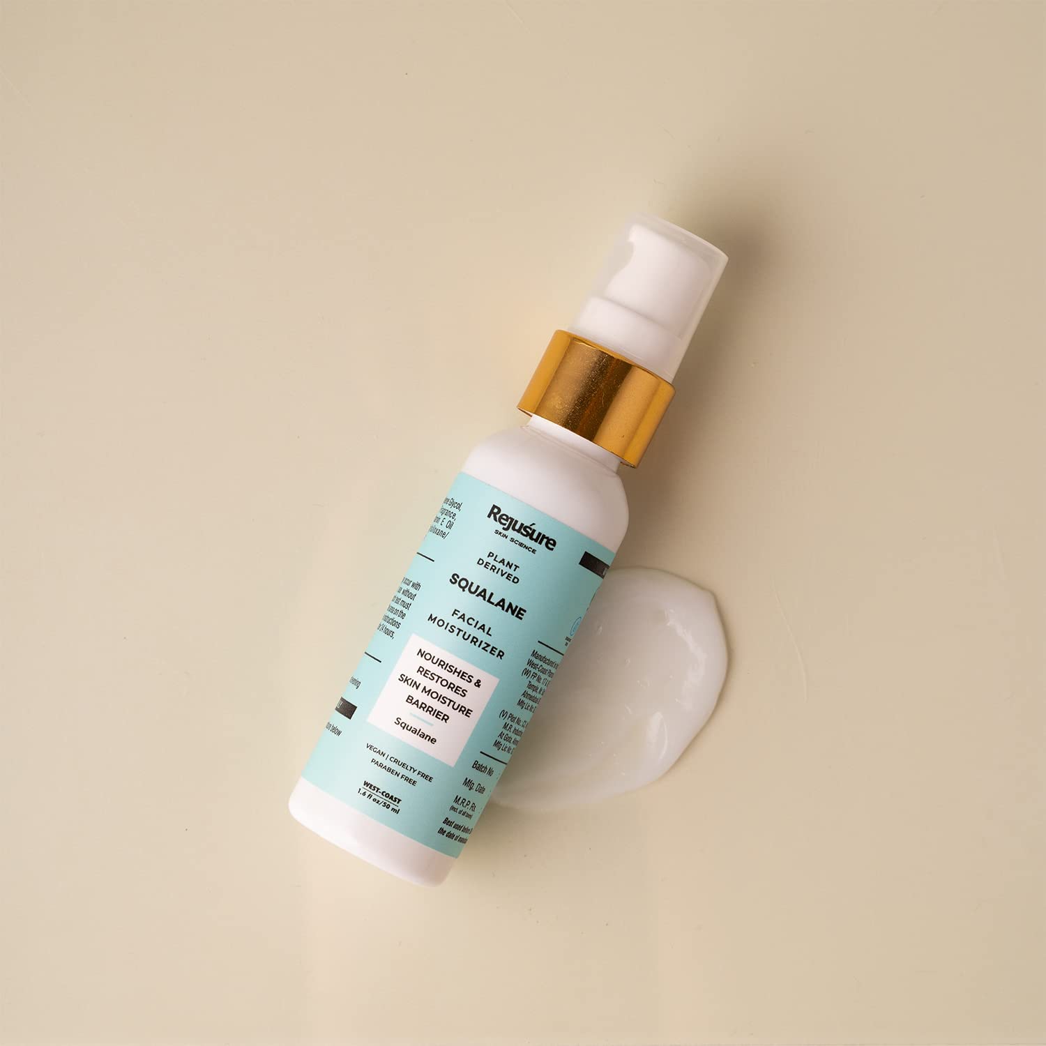 Rejusure Plant Derived Squalane + Vitamin E Face Moisturizer - Hydrating & Nourishing Facial Cream for Dry Skin | Skin Moisture Repair & Anti-Aging Care | Vegan & Cruelty-Free Skincare (50ml) | Perfect for Daily Hydration & Nighttime Skin Recovery