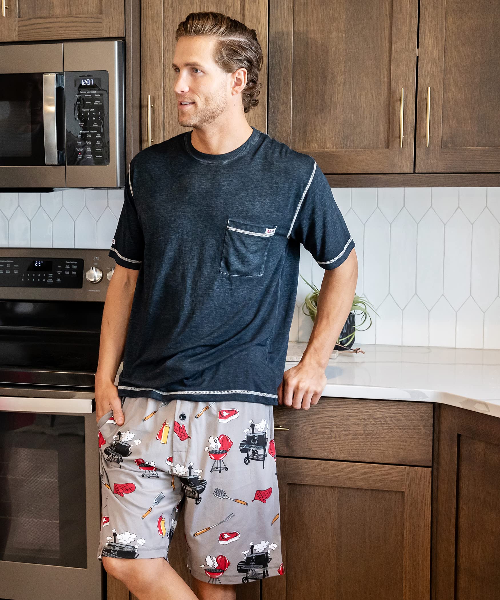 Lazy One Men's Pajama Shorts - Soft Sleepwear & Lounge Pants for Comfortable Sleep, Relaxing at Home or Summer Nights - Breathable Cotton Short Pajama Bottoms