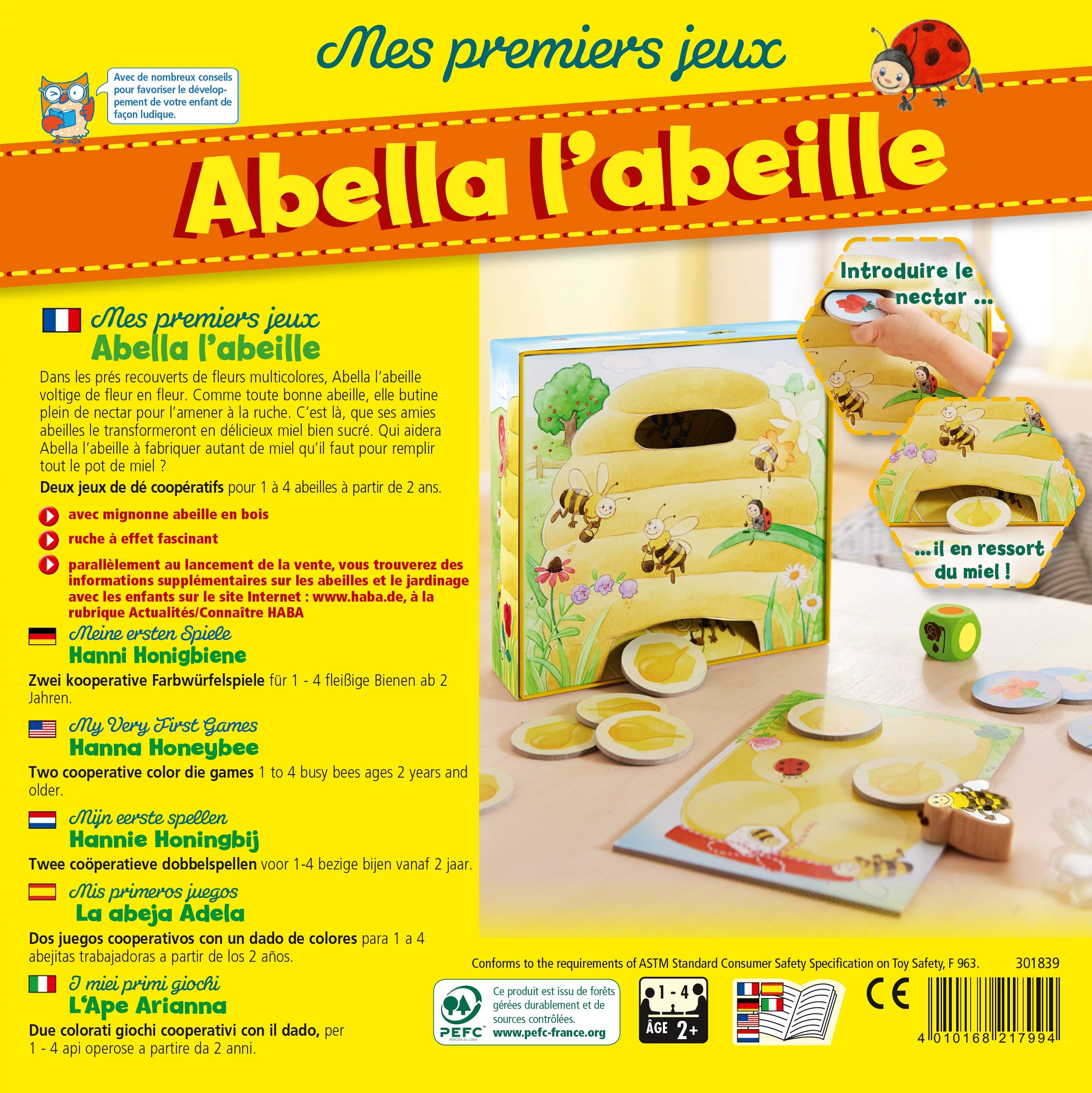 HABA - My First Games - Abella the Bee - Cooperative & Educational Board Game for Kids - Learn Colors - 1 to 4 Players - Ages 2+ - 301839 - Perfect for Family Game Nights & Preschool Learning Activities