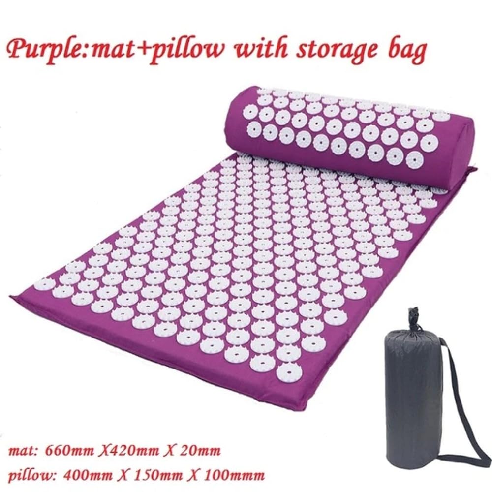 Acupressure Massage Yoga Mat with Pillow - Premium Non-Slip Exercise Mat for Pain Relief, Stress Relief & Relaxation - Perfect for Home Yoga, Meditation, Physical Therapy & Post-Workout Recovery