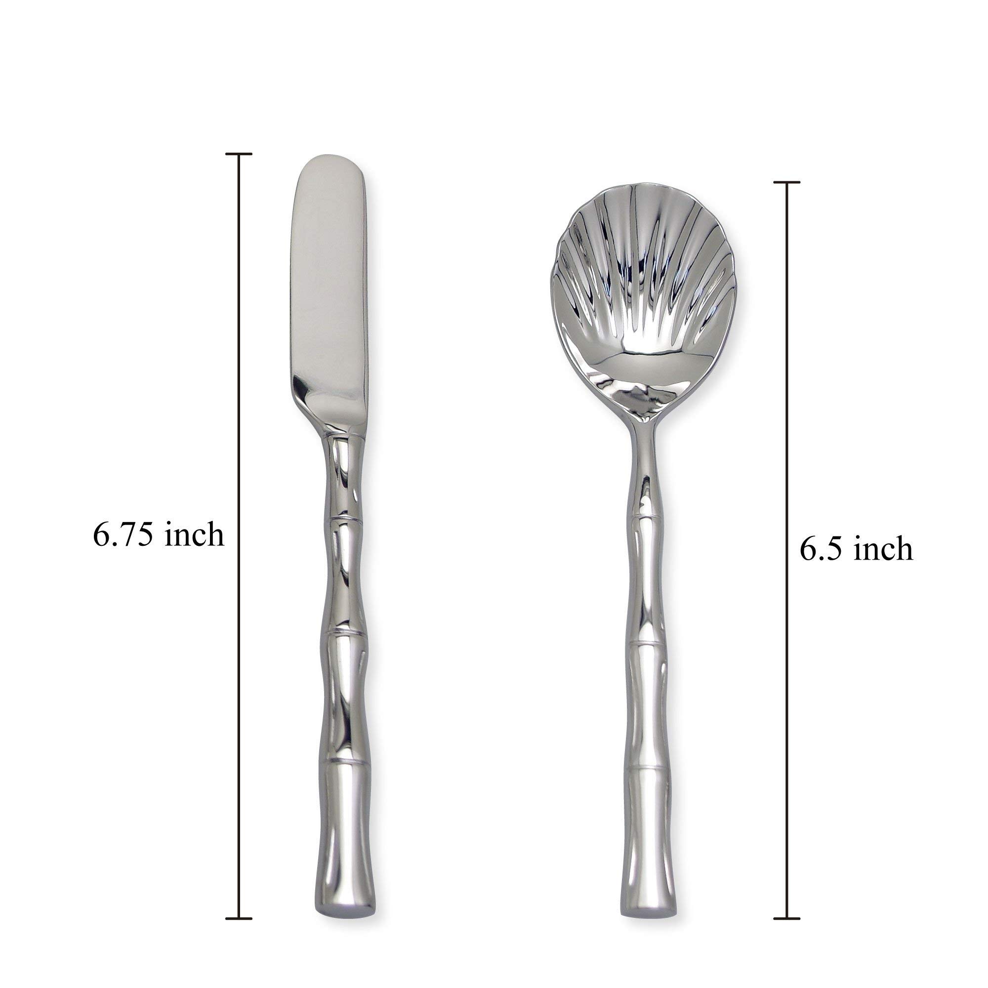 UPware 6-Piece 18/8 Stainless Steel Sugar Spoon Set with Elegant Bamboo Handle - Mirror Polished, Dishwasher Safe - Perfect for Coffee, Tea, and Dessert Serving