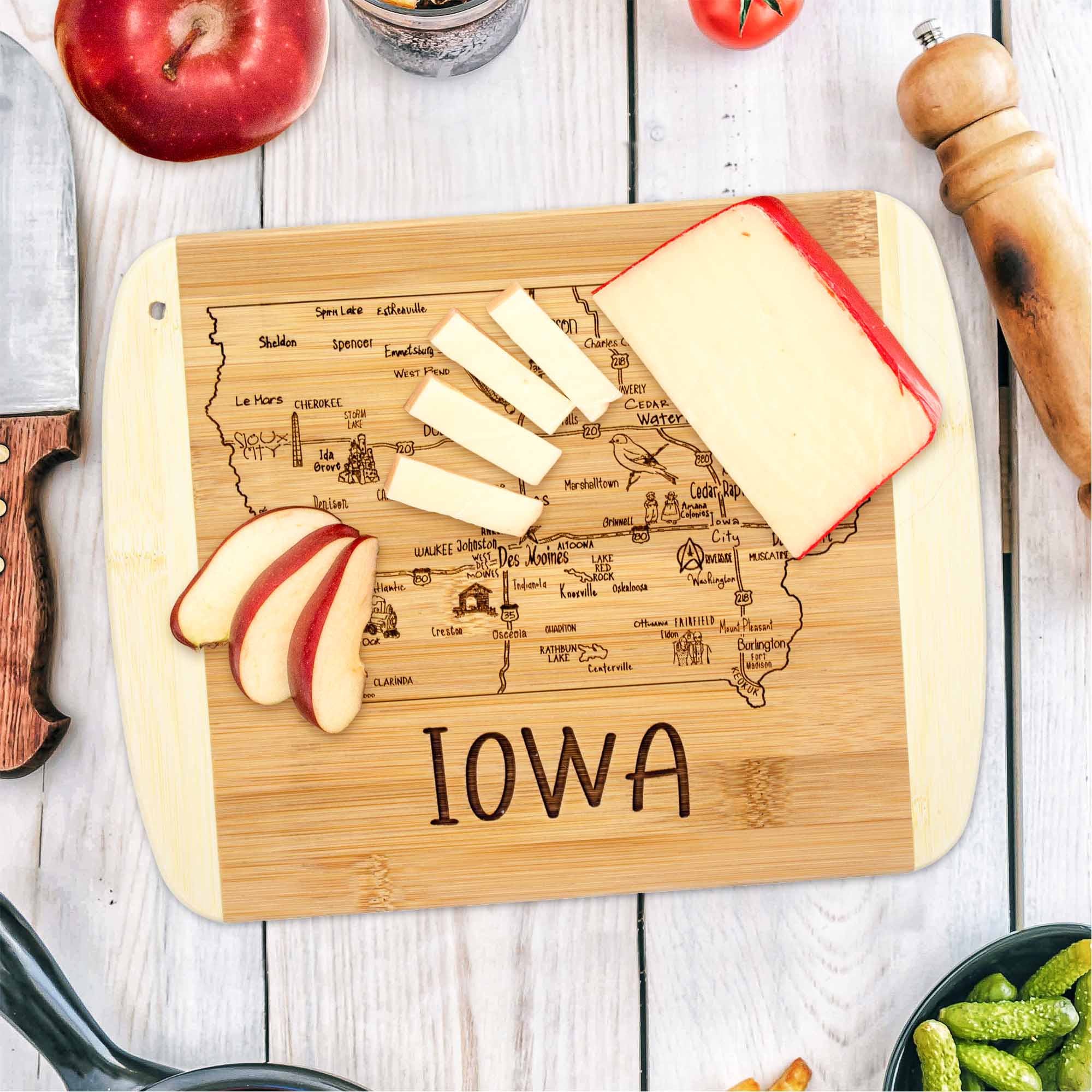 Premium Iowa-Themed Wooden Cutting Board - 11