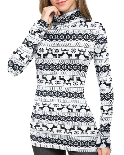 Turtleneck - Christmas Deer - White Black
