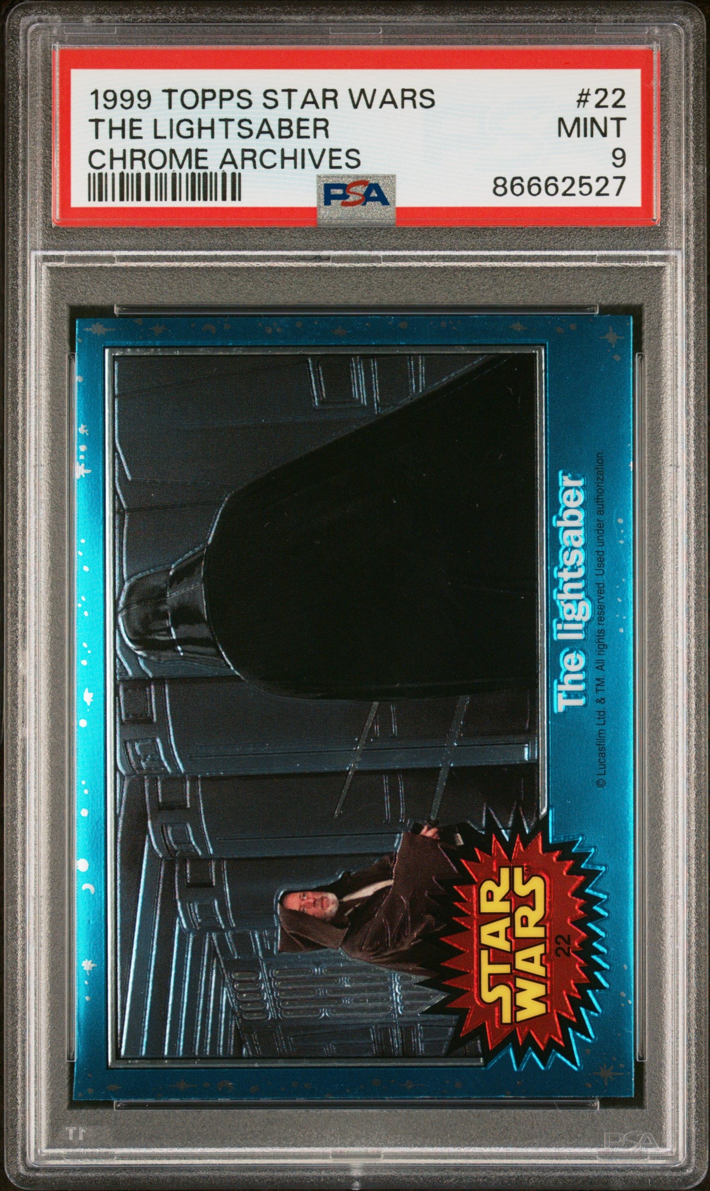 1999 Topps Chrome Star Wars Chrome Archives The Lightsaber Chrome Archives #22 PSA 9 Mint Condition - Rare Collectible for Star Wars Fans & Card Collectors - Perfect for Display, Investment, and Gifting