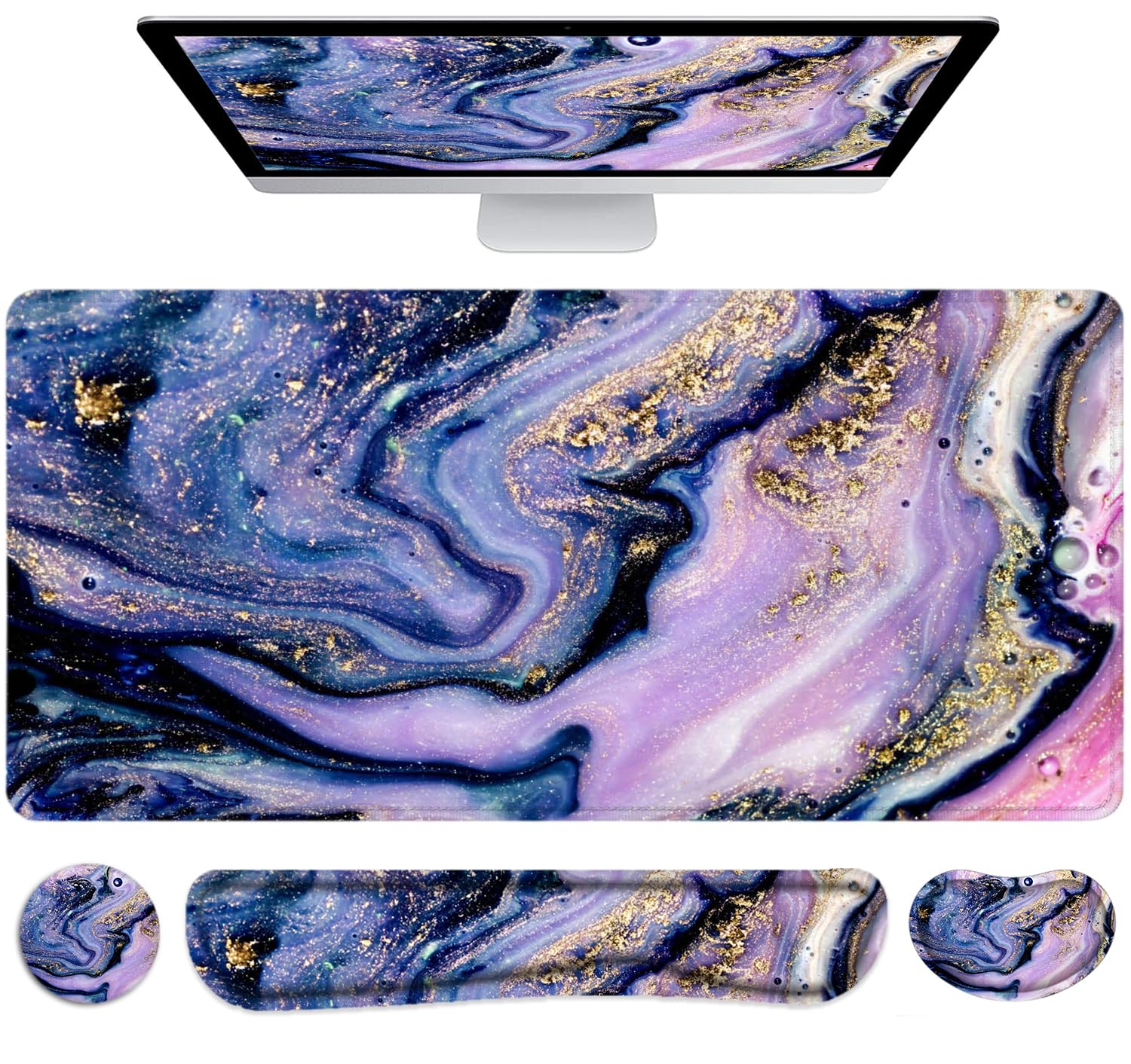 Premium LATEEFAH 4-in-1 Large Desk Mat with Wrist Rest - Ergonomic Mouse Pad & Keyboard Wrist Support for Gaming, Office & Home Workspace - Perfect for Computer Desks, Workstations & Gaming Setups
