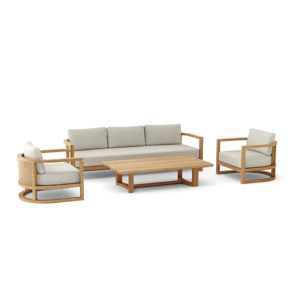 Anderson Teak 4-Piece Junus Deep Seating Patio Furniture Set (SET 221) - Perfect for Outdoor Living Room, Garden, Poolside & Backyard Relaxation