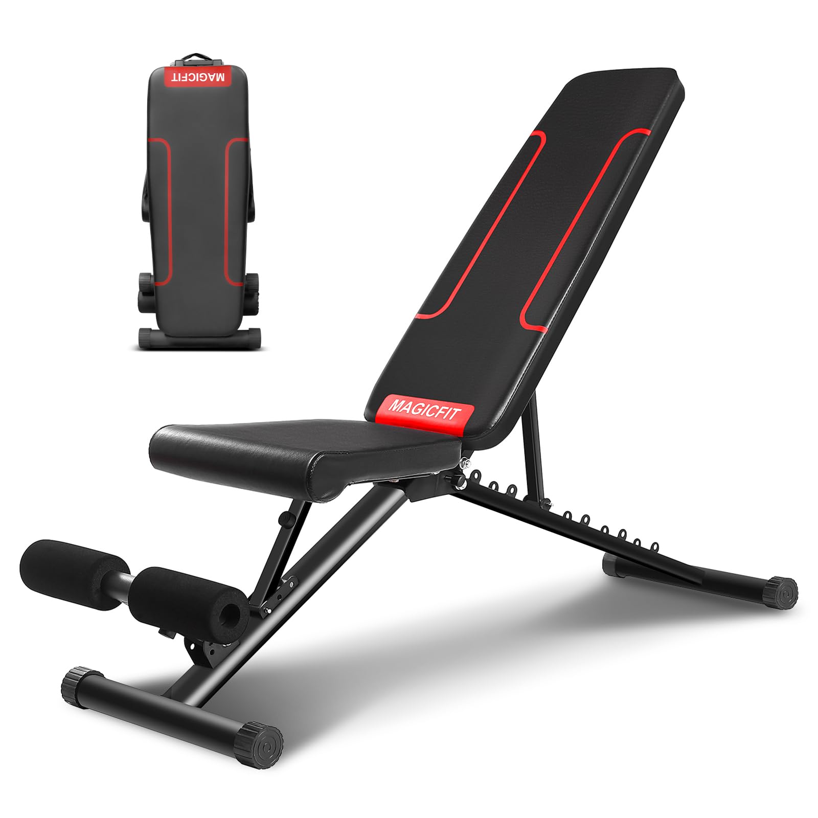 7-Level Adjustable Weight Bench for Home Gym - Foldable Incline/Decline/Flat Workout Bench with 550LBS Capacity - Perfect for Strength Training, Bench Press & Full-Body Exercises at Home
