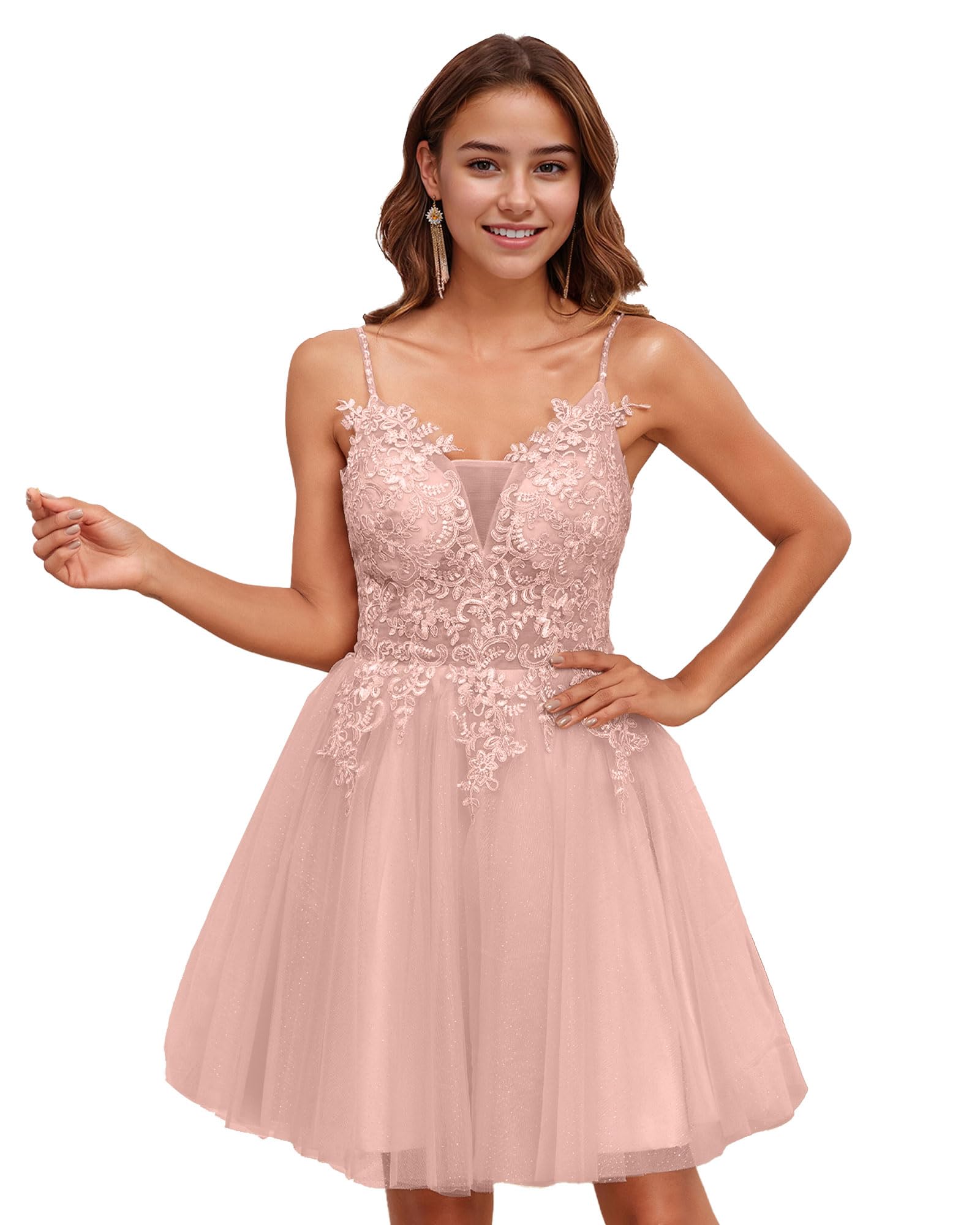 JAEDEN 2025 Short Prom Dress with Lace - Elegant Homecoming & Quinceanera Dresses for Teens in Tulle | Perfect for Parties, Dances & Special Occasions