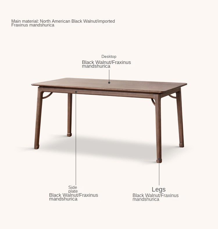 Premium Black Walnut & Ash Solid Wood Dining Table - Handcrafted in North America | Rustic Farmhouse Style for Dining Room, Kitchen, or Open Concept Living Space
