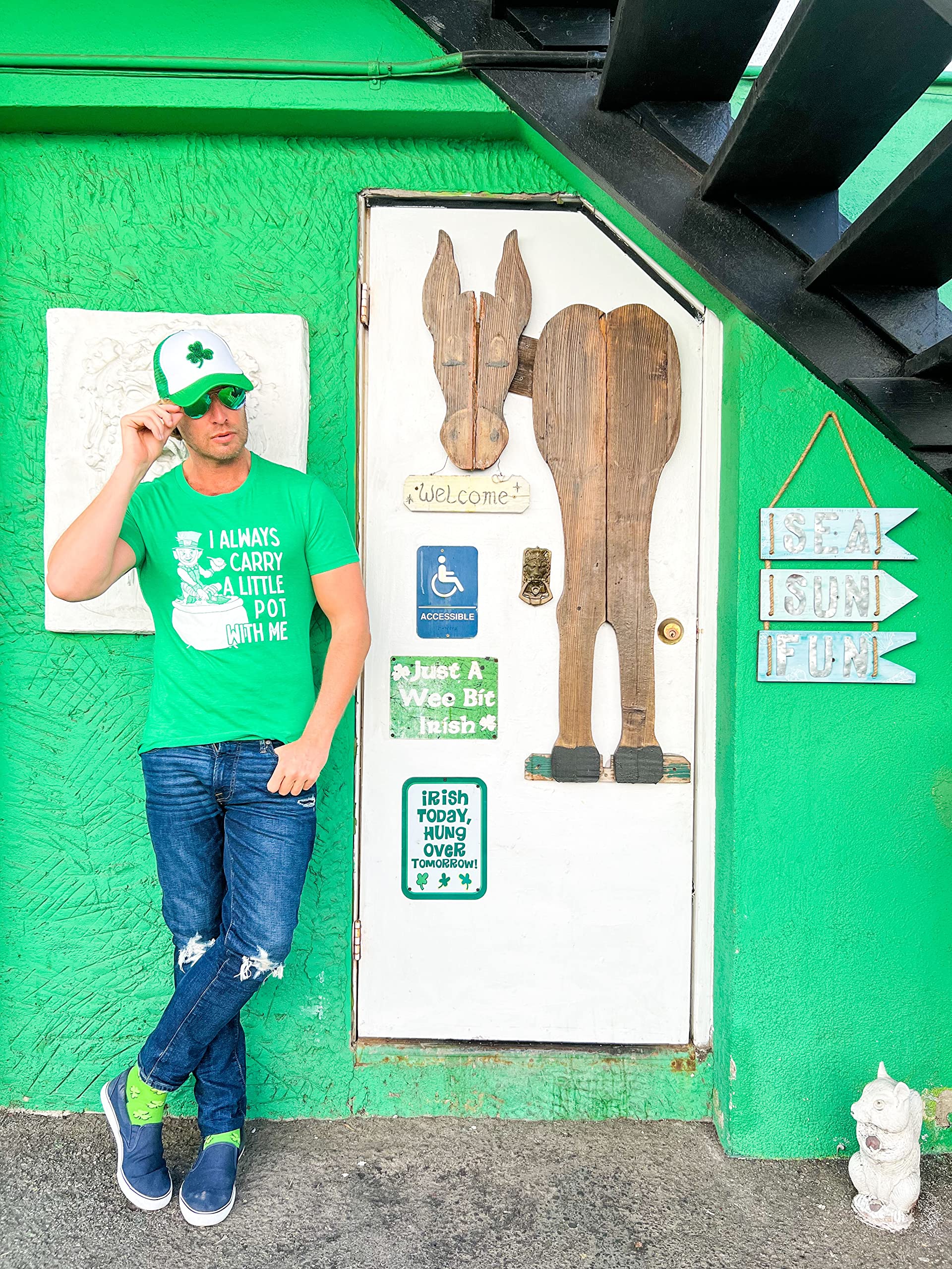 Funny St. Patrick's Day T-Shirt for Men - Crazy Dog 'I Always Carry A Little Pot With Me' Graphic Tee - Perfect for Irish Pub Crawls & St. Paddy's Day Parties