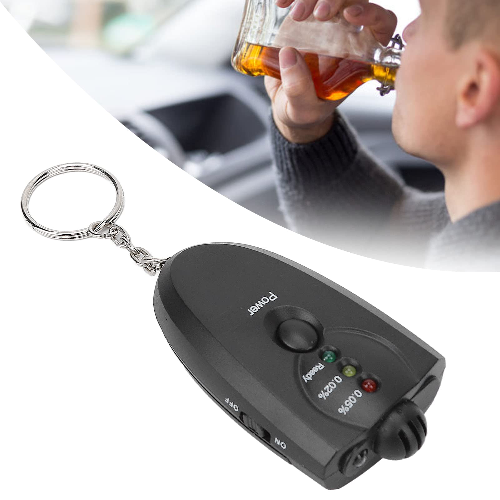 Portable Breathalyzer Keychain - Ultra Compact Alcohol Tester for Drivers, Home & Party Use - Battery Powered Keyring Breath Analyzer - Perfect for Personal Safety, DUI Prevention & Social Events