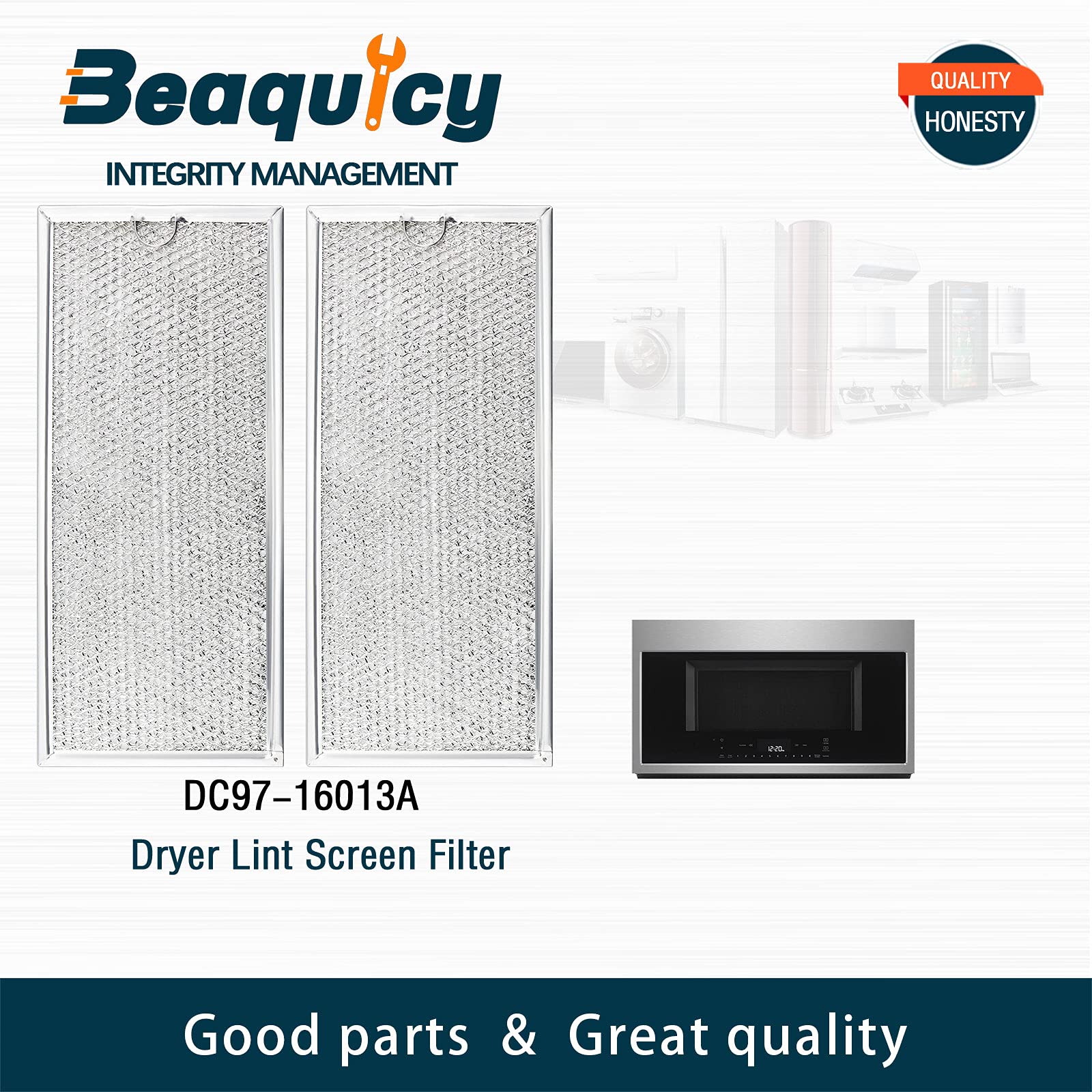 Beaquicy WB06X10596 Microwave Grease Filter - Aluminum Mesh Replacement for GE Microwaves - Compatible with AP3792368 & PS952418 (2-Pack) - Perfect for Kitchen Ventilation & Microwave Maintenance