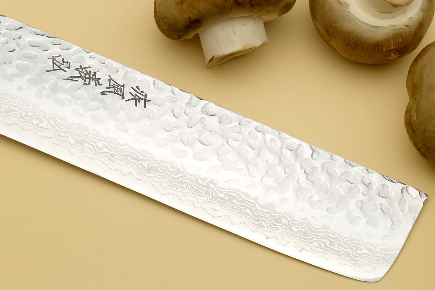 Yoshihiro VG10 16 Layer Hammered Damascus Nakiri Knife 6.5