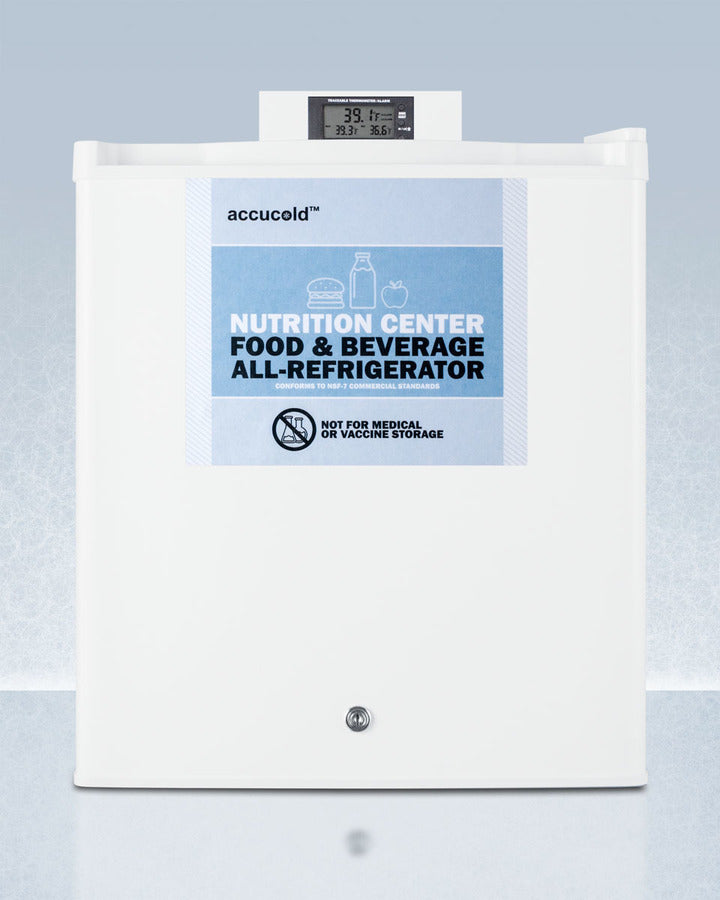Accucold Compact Nutrition Center All Refrigerator - White Front Lock Mini Fridge for Medical, Office & Home Use - FFAR25L7NZ Model
