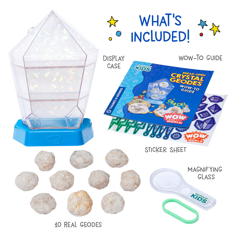 Wow in the World: Break Open Crystal Geodes Kit - Science STEM Educational Toy for Kids - Discover Real Crystals & Minerals - Perfect for Birthday Gifts & Classroom Geology Activities