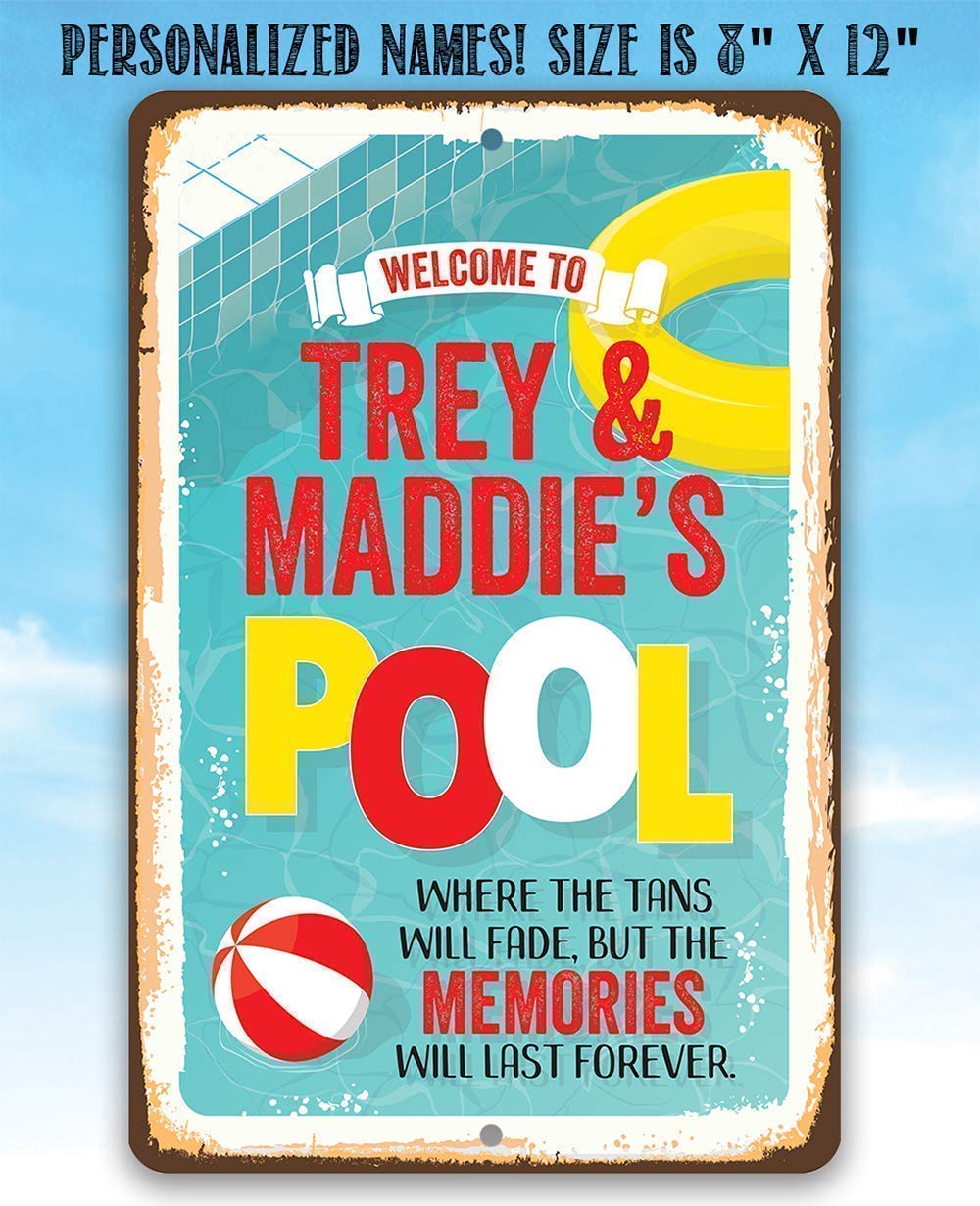 Custom Welcome to Our Pool Sign - Summer Pool Party Decor, Rustic Metal Swimming Pool Theme Accessory, Personalized Gift for Pool Owners (8x12 or 12x18) - Perfect for Backyard Pools, Beach Houses & Summer Gatherings