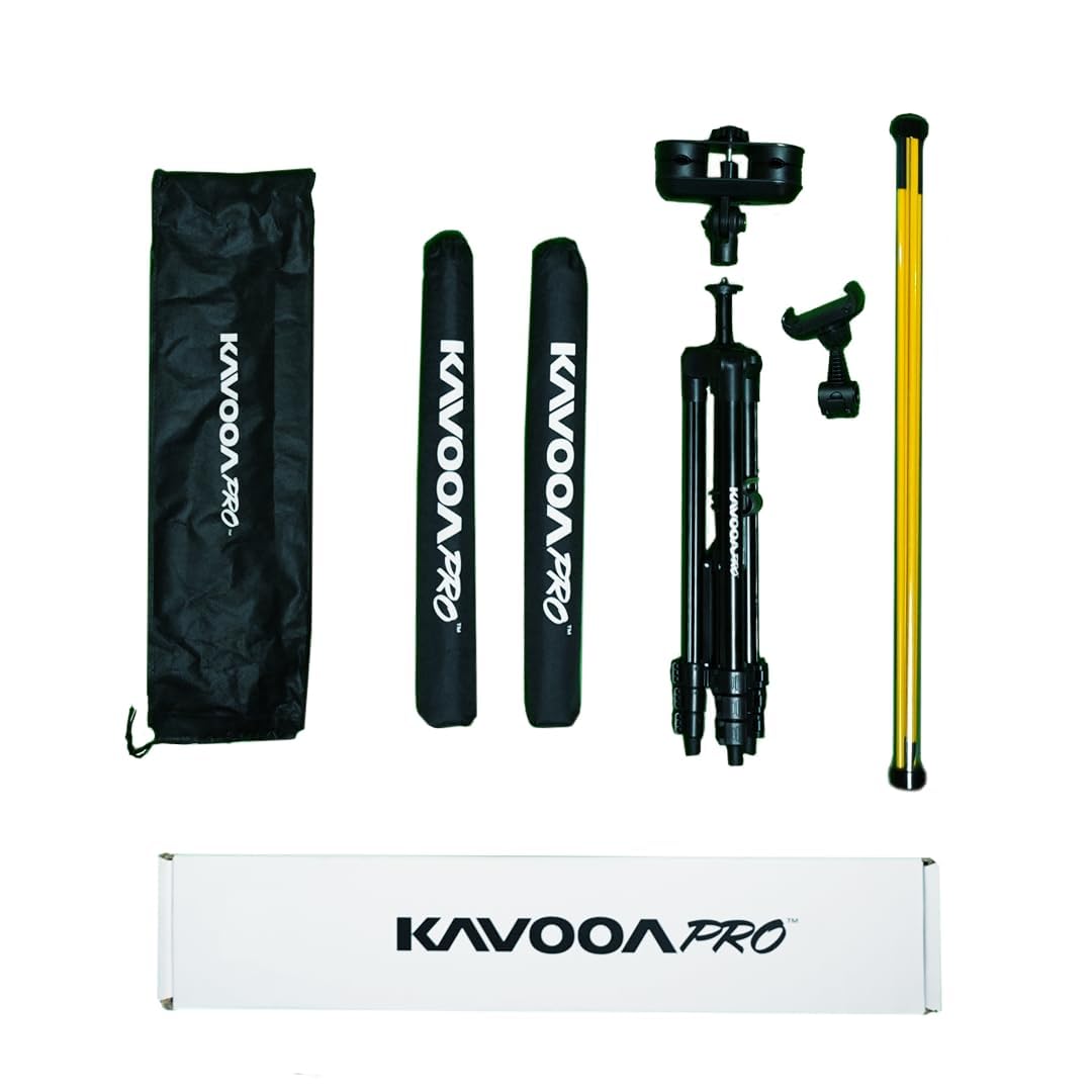 Premium Golf Swing Trainer Kit - 360° Alignment Sticks with Tripod & Smartphone Holder | Professional Golf Training Aid for Perfecting Swing Technique | Ideal for Driving Range Practice & Home Training
