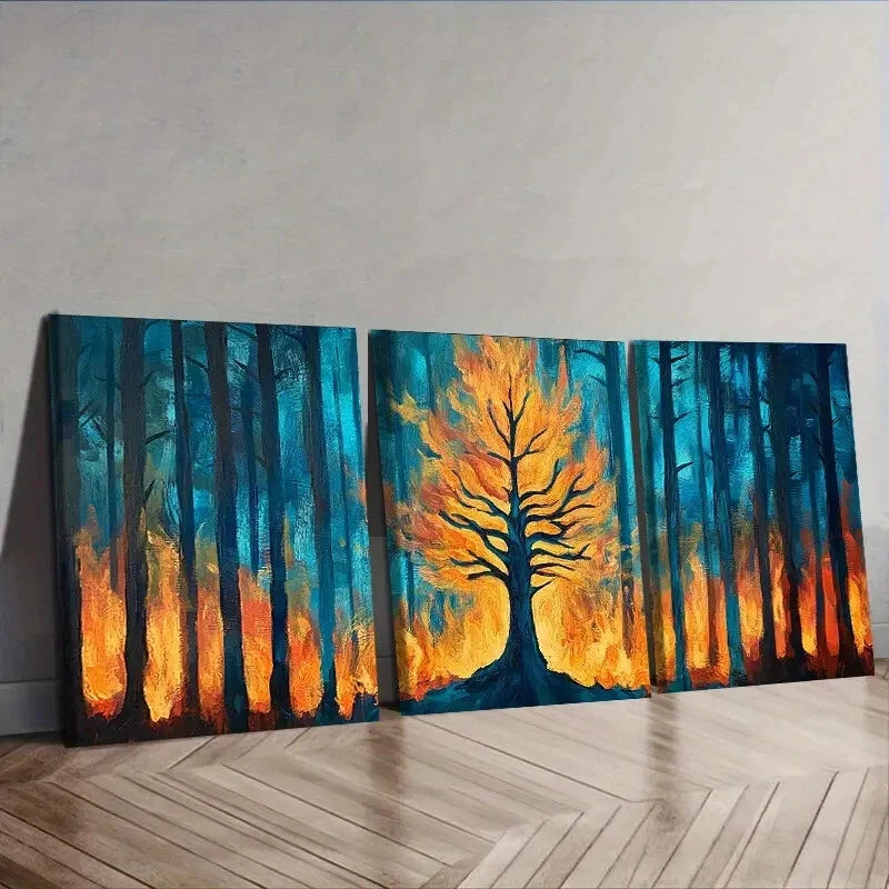 3-Piece Forest Fire Disaster Wall Art Set - Framed Canvas 40x60cm | High Quality Print | 100% Australian Made | Ready to Hang | Perfect for Living Room, Bedroom or Office Decor
