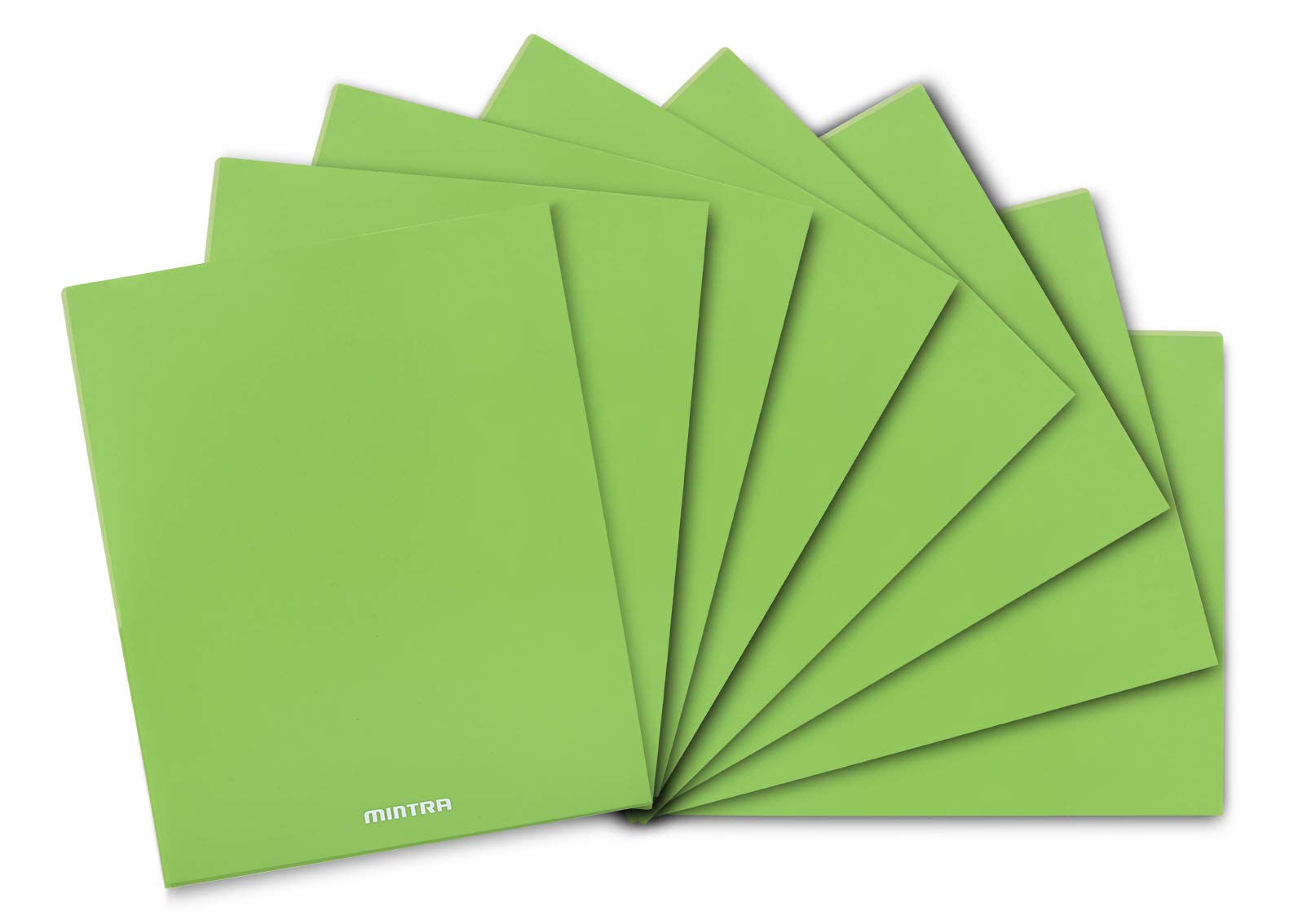 Mintra Office Poly Pocket Folders - 8 Pack Green Plastic Document Folders for School, Business & Organization - Heavy Duty Letter Size File Folders with 2 Pockets & Fastener Tabs