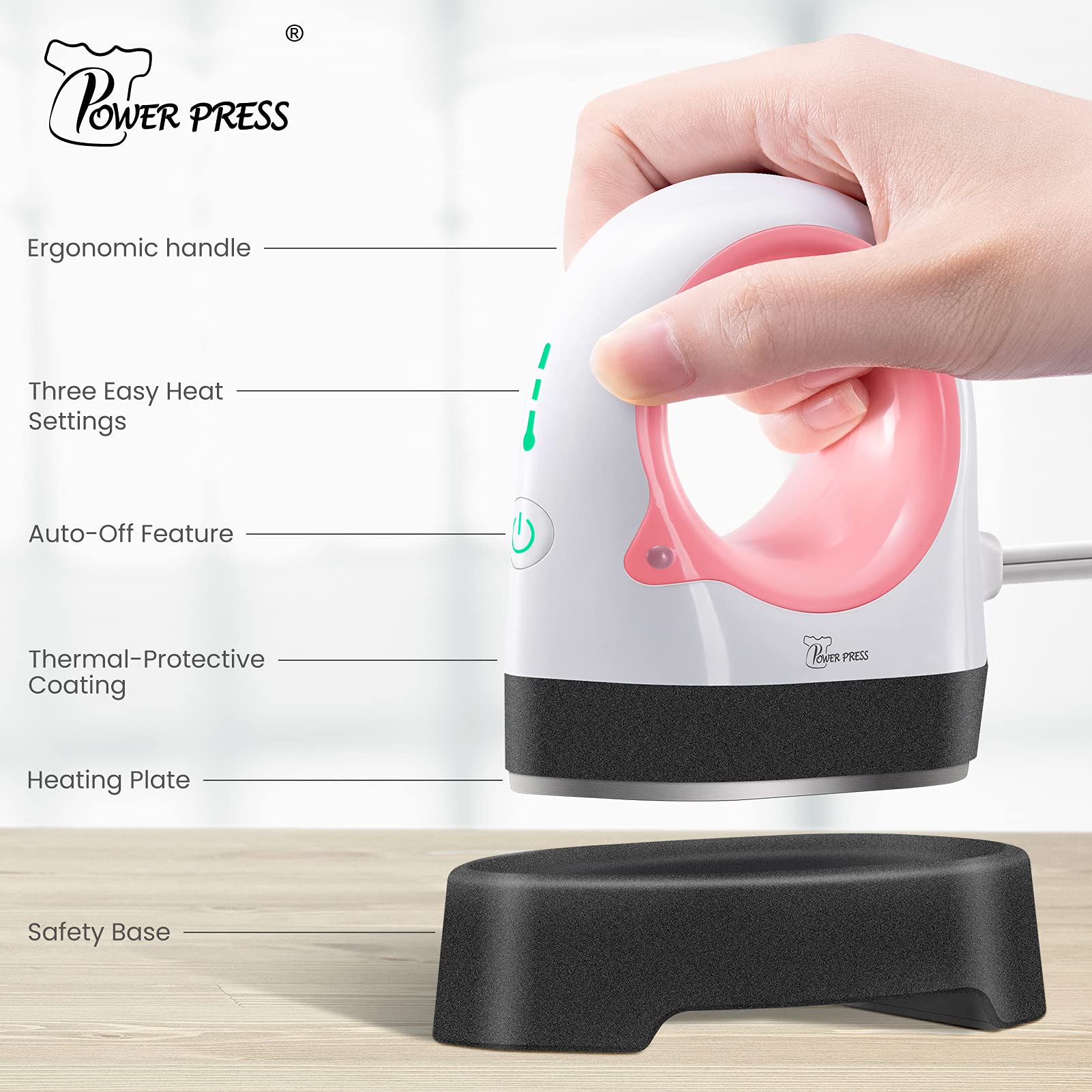 PowerPress HPM-0001-CR Mini Heat Press Machine for T-Shirts & DIY Crafts - Coral Red Heat Transfer Machine for Vinyl, Sublimation & HTV - Perfect for Small Businesses & Home Use