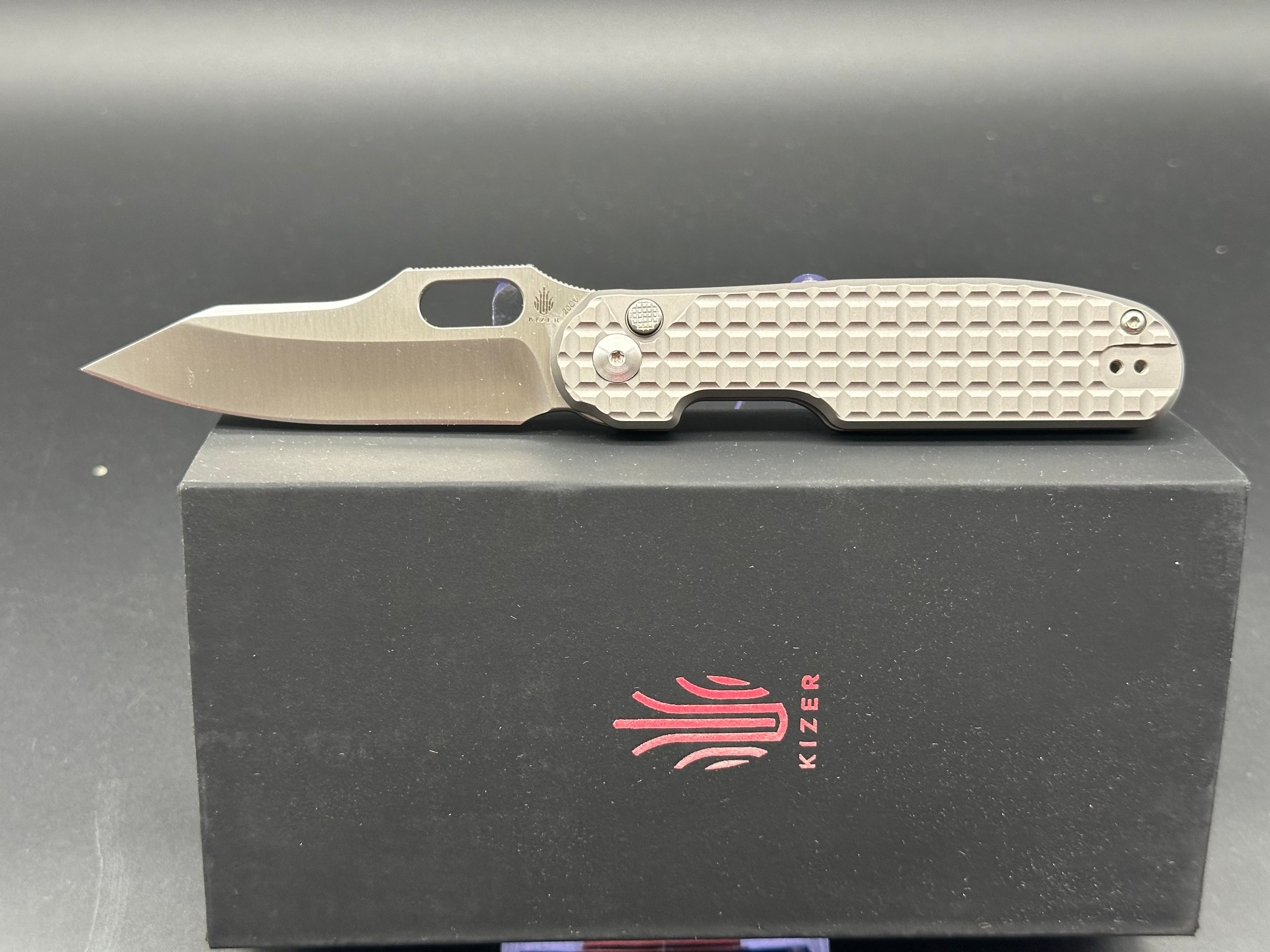 Kizer Cormorant Button Lock Folding Knife - Titanium Handle, 3.15