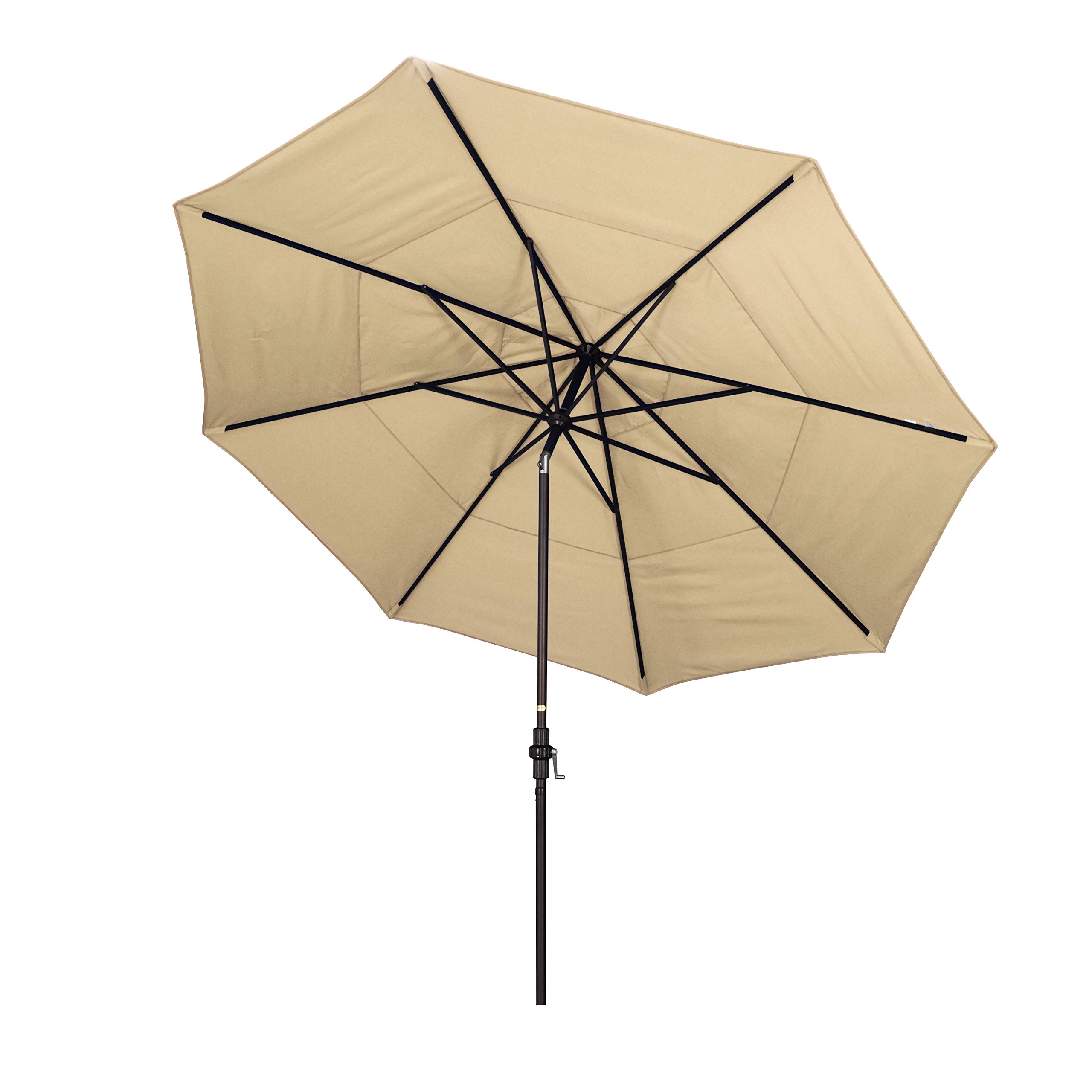 11' Aluminum Market Umbrella with Crank & Tilt - Bronze Pole for Patio & Outdoor Dining