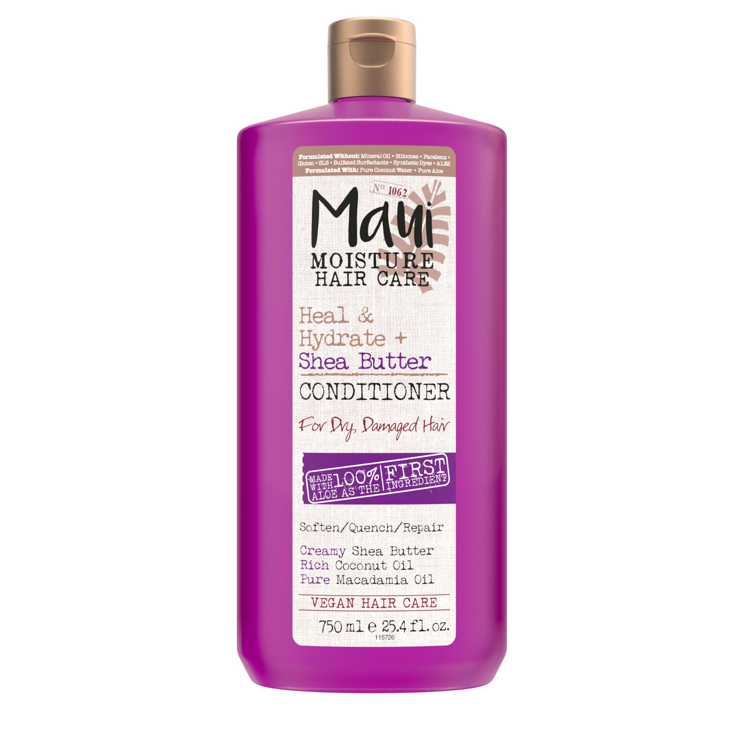 Maui Moisture Heal & Hydrate + Shea Butter Hair Conditioner for Dry Damaged Curly Hair - Vegan Silicone-Free with Macadamia Coconut Oil - 13 fl oz - Softens & Revives Coily Curls for Daily Hair Care & Styling
