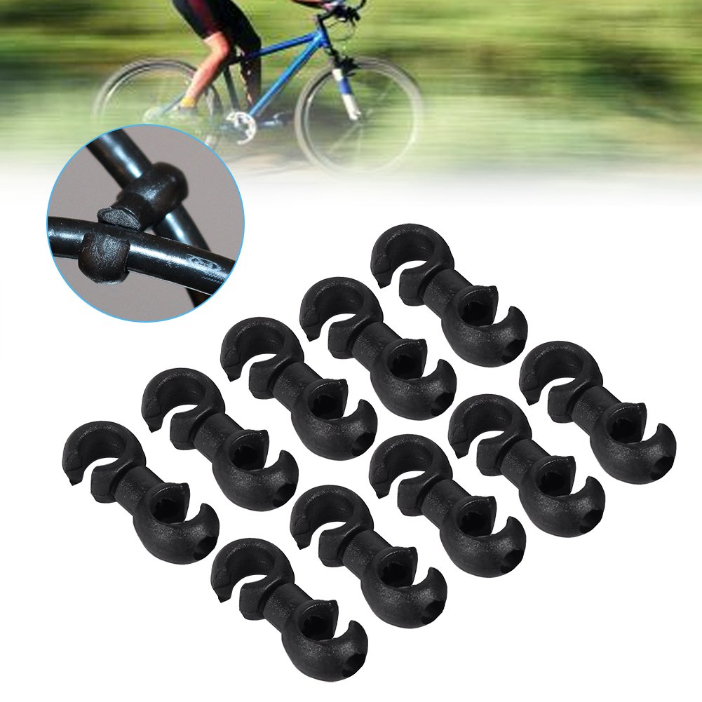 10pcs Black Cycling S-Clips for Brake Cable & Gear Housing - Bike Maintenance