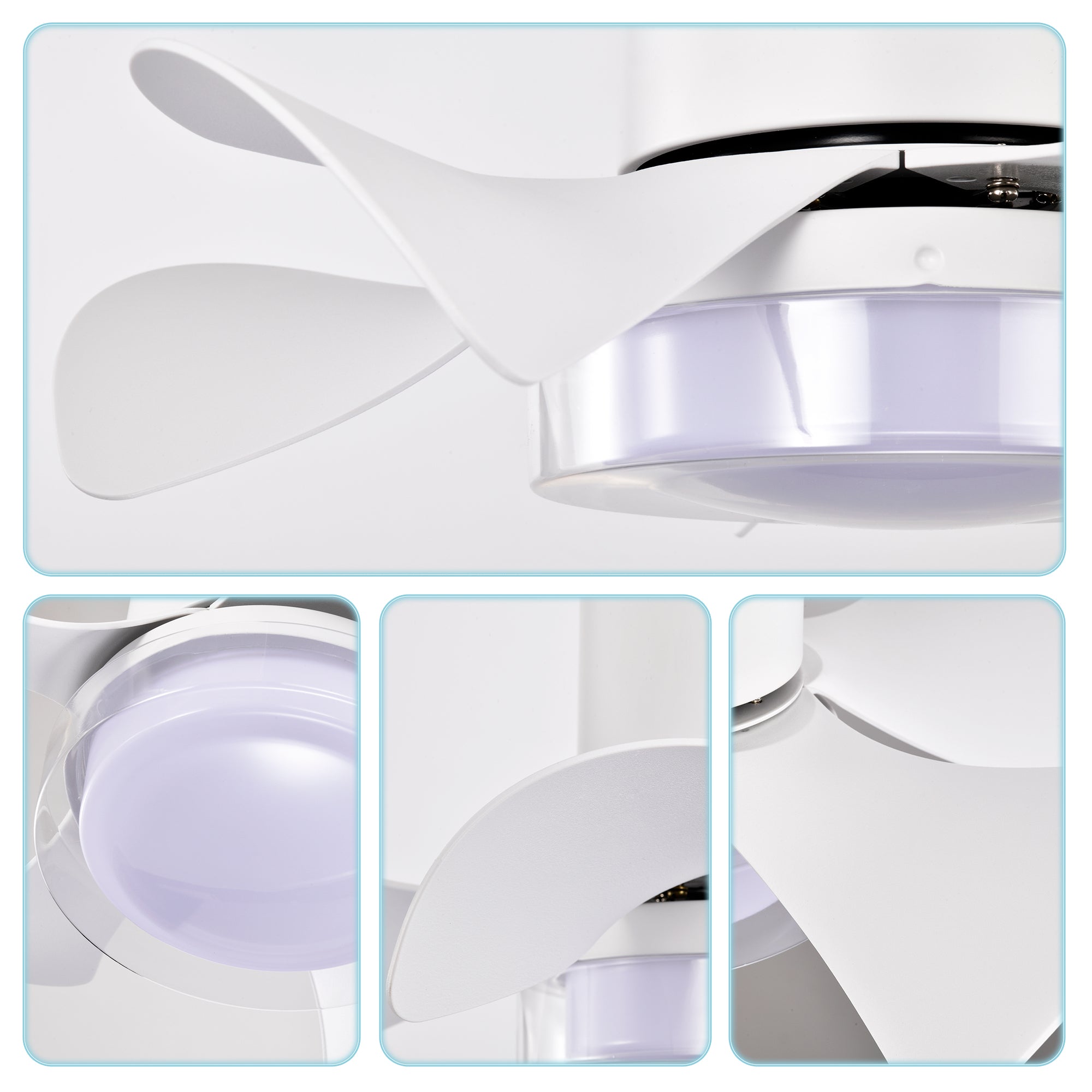 21 Inch DC Motor Ceiling Fan with Remote Control - 3 Color Temperature LED Light, Ultra Quiet & Powerful - Perfect for Kitchen, Bedroom, Dining Room, Bathroom & Patio (Matte White) - Ideal for Small Spaces & Energy Efficient Cooling