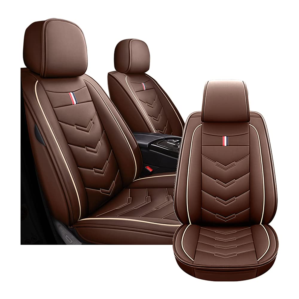 Premium PU Leather Car Seat Covers for Ford Mustang 5-Seat - Durable, Wear-Resistant & Comfortable Full Set (Coffee Brown) - Perfect for Daily Commute, Road Trips & Car Interior Protection