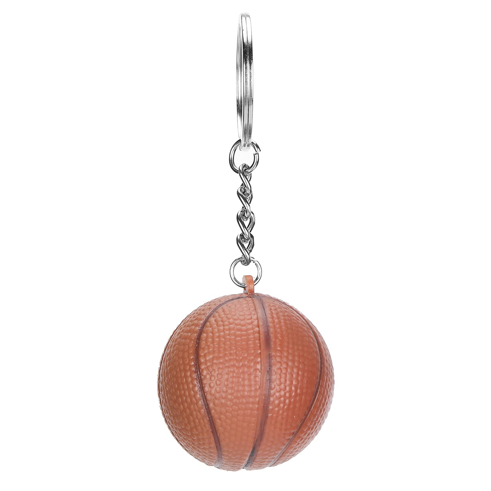 6 Pcs Brown Basketball Keychains - Round Sports Key Rings for Basketball Fans - Perfect for Gifts, Bags, and Car Decorations