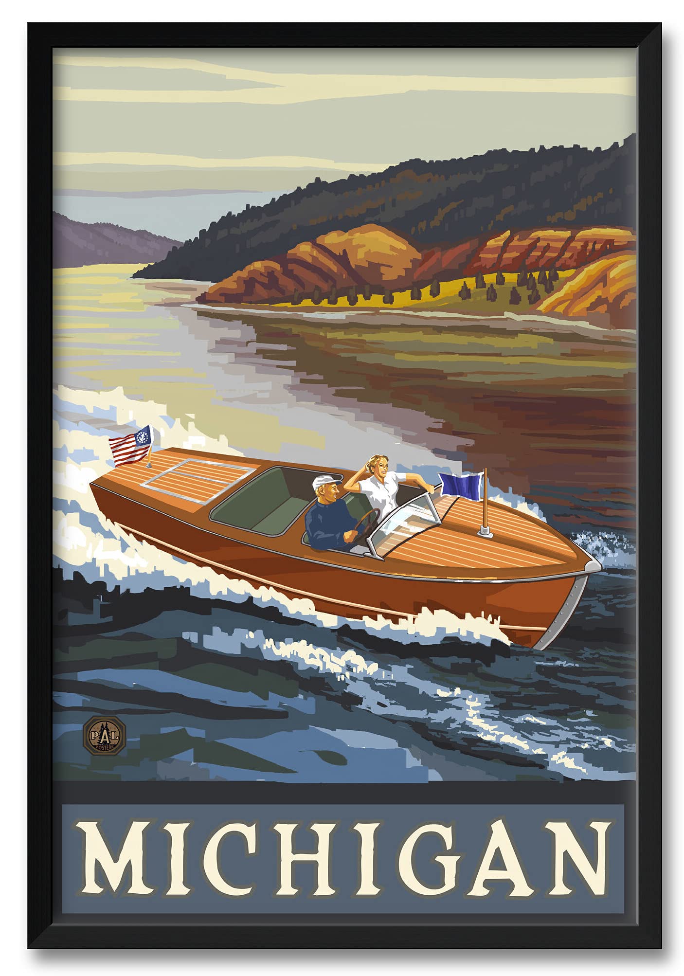 Michigan Wooden Boat Lake Framed Art Print - 32