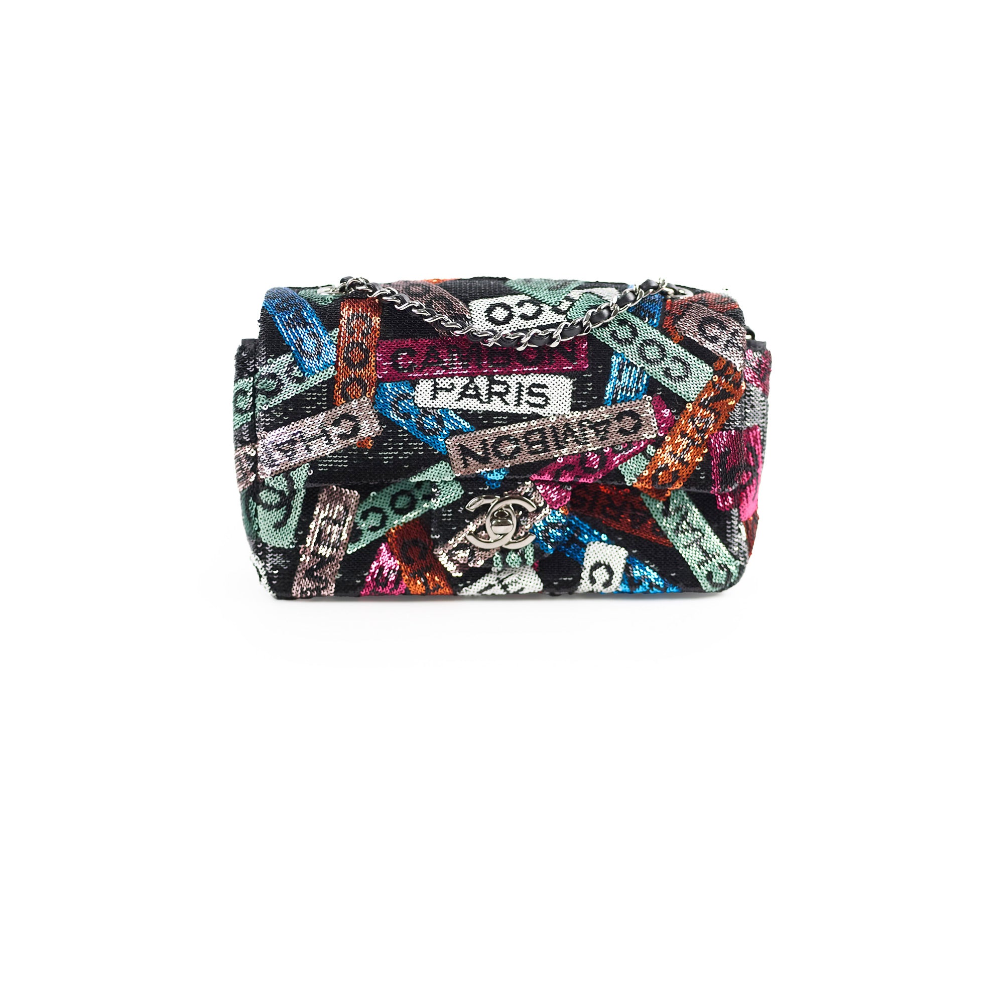 Chanel Mini Rectangular Sequin Cambon COCO Flap Bag with Microchip - Luxury Evening Clutch for Parties & Special Occasions