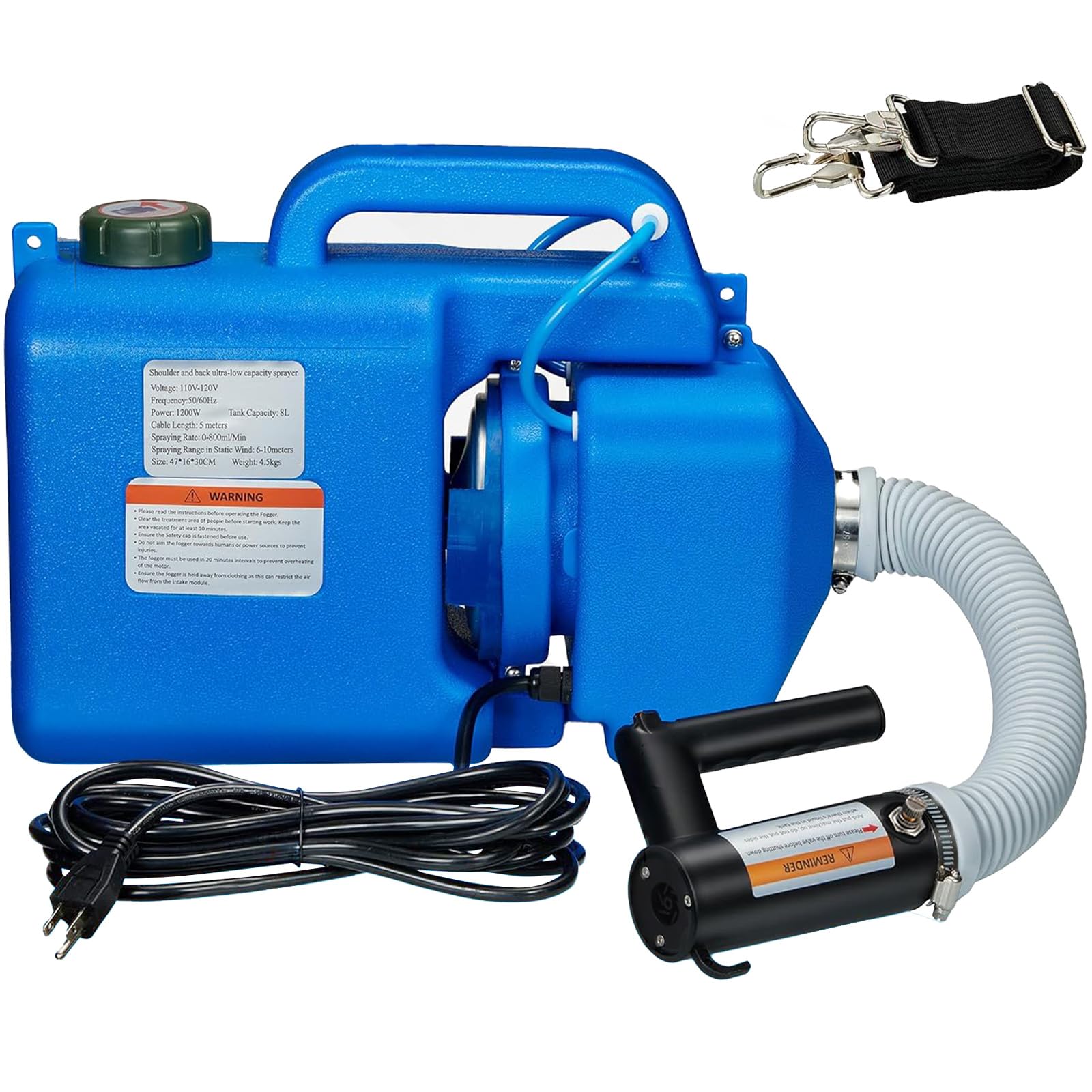 LONYEON 8L Electric ULV Cold Fogger Machine with Backpack - Adjustable Flow Rate Mist Atomizer for Large Area Disinfection | Ideal for Home, Indoor, Outdoor, Garden, and Pest Control Applications