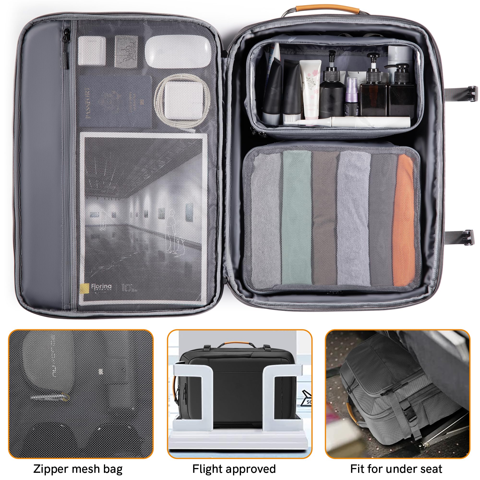 40L Expandable Carry On Backpack - TSA Approved Flight Travel Backpack for Men & Women, Fits 17.3
