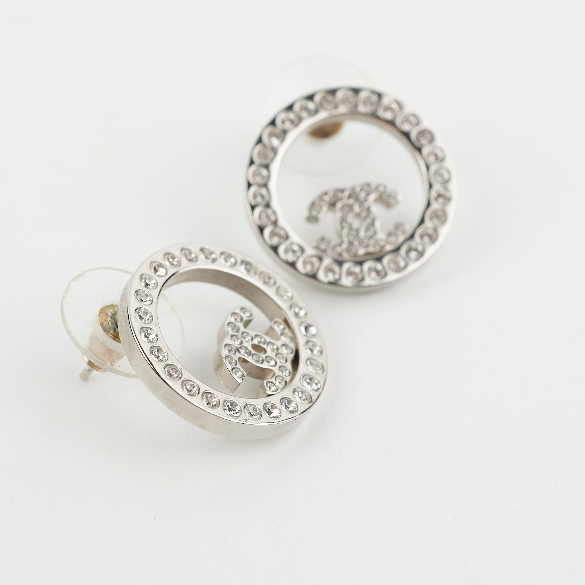 Chanel Round Rhinestone Logo Earrings - Fashion Jewelry for Women | Perfect for Parties, Weddings & Special Occasions