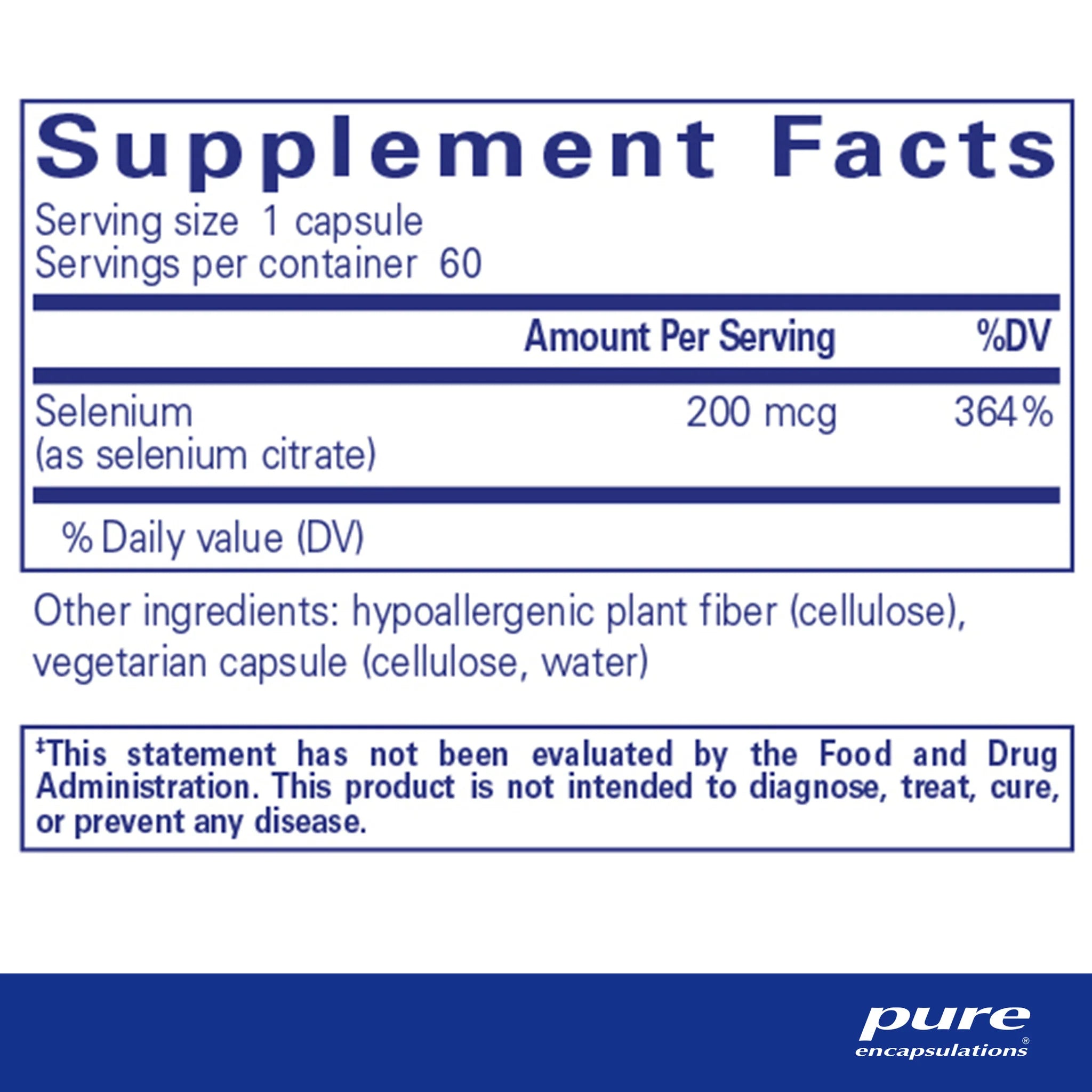 Premium Selenium Citrate Supplement - 200mcg High Absorption Capsules for Immune Support & Thyroid Health | Antioxidant Boost for Men & Women | Daily Wellness & Detox Aid
