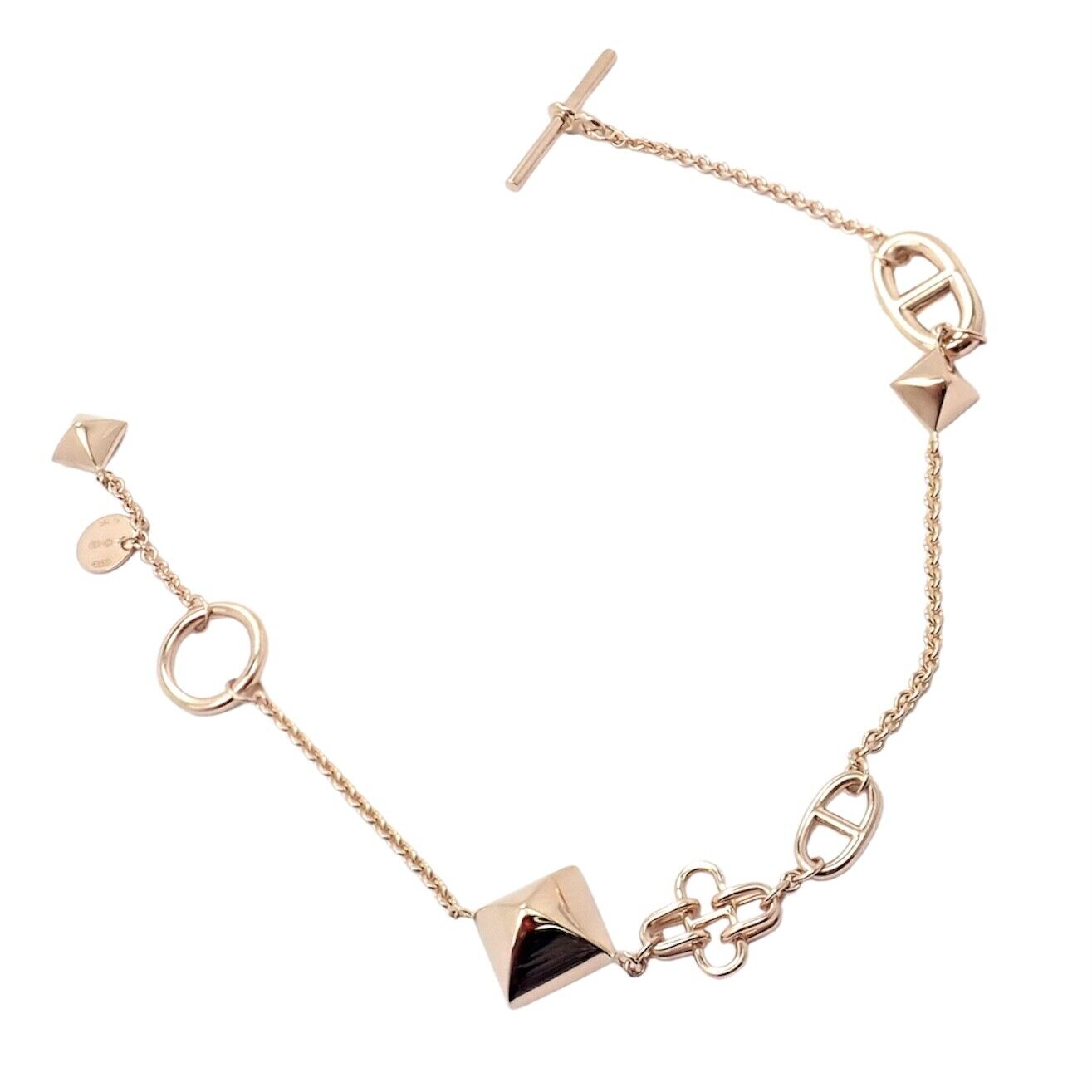 Authentic Hermes 18K Rose Gold Signature Iconic Logo Link Toggle Bracelet - Luxury Fashion Jewelry for Women, Perfect Gift for Birthday, Anniversary & Special Occasions
