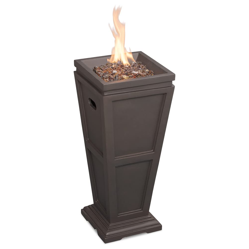 Endless Summer 28 Inch Gas Fire Pit Column - 11.8x11.8x28 Inches Outdoor Propane Fireplace for Patio, Deck, Backyard, and Poolside Gatherings