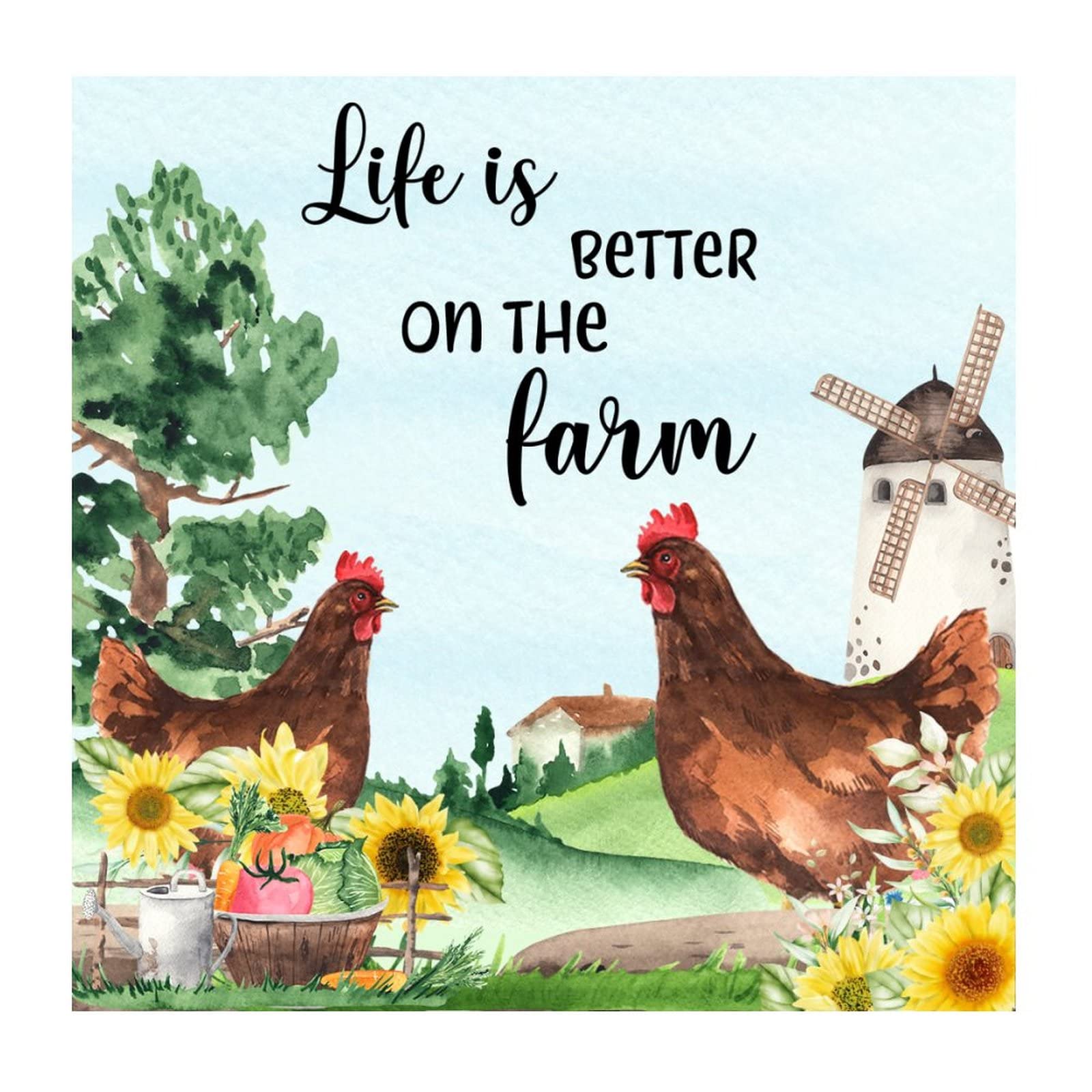 Funny Rooster Chicken Farm Animal Wall Decal Stickers - Vinyl Quote Decals for Home, Kitchen & Office Decor - Perfect for Family Rooms, Coffee Mugs & Farmhouse Style Walls